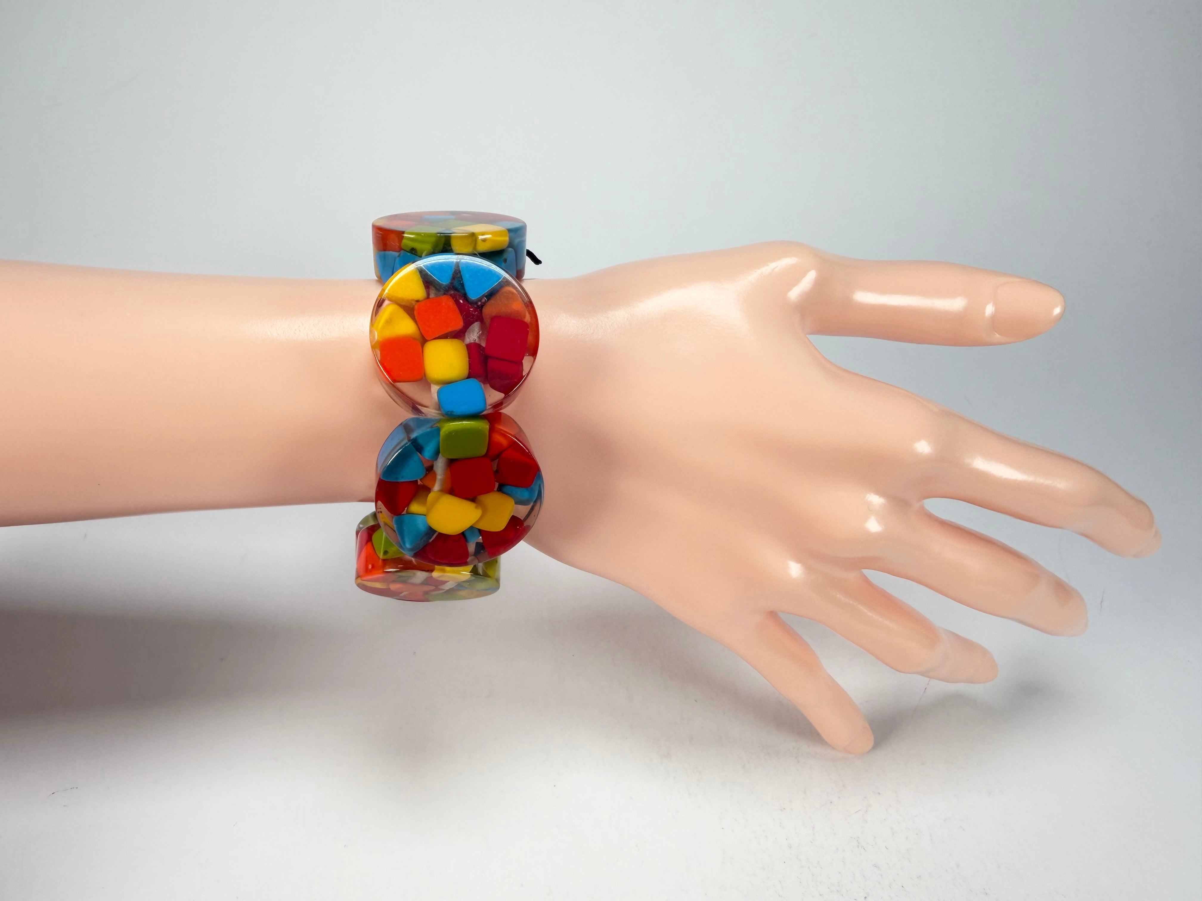 Marion Godart - Confetti "Cylindre" Summer Mix Elasticated Cylinder Resin Bracelet