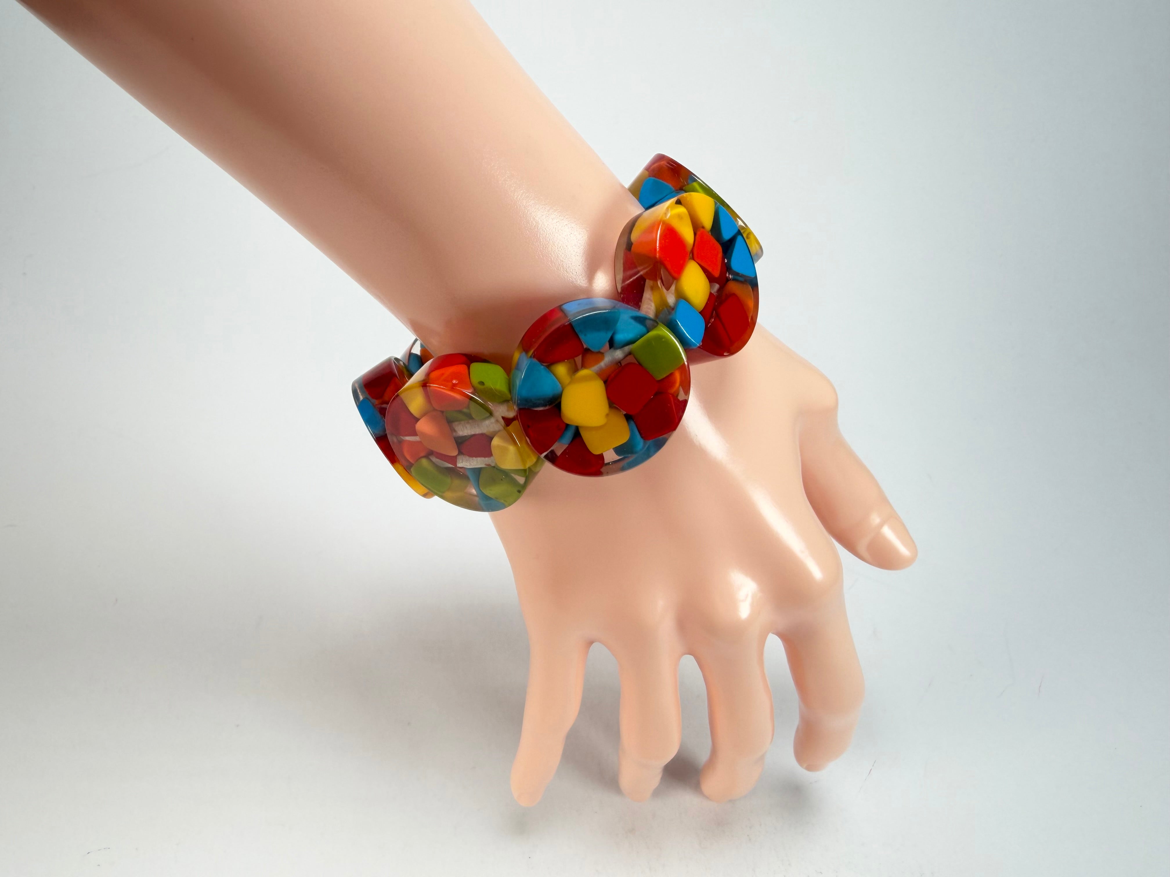 Marion Godart - Confetti "Cylindre" Summer Mix Elasticated Cylinder Resin Bracelet