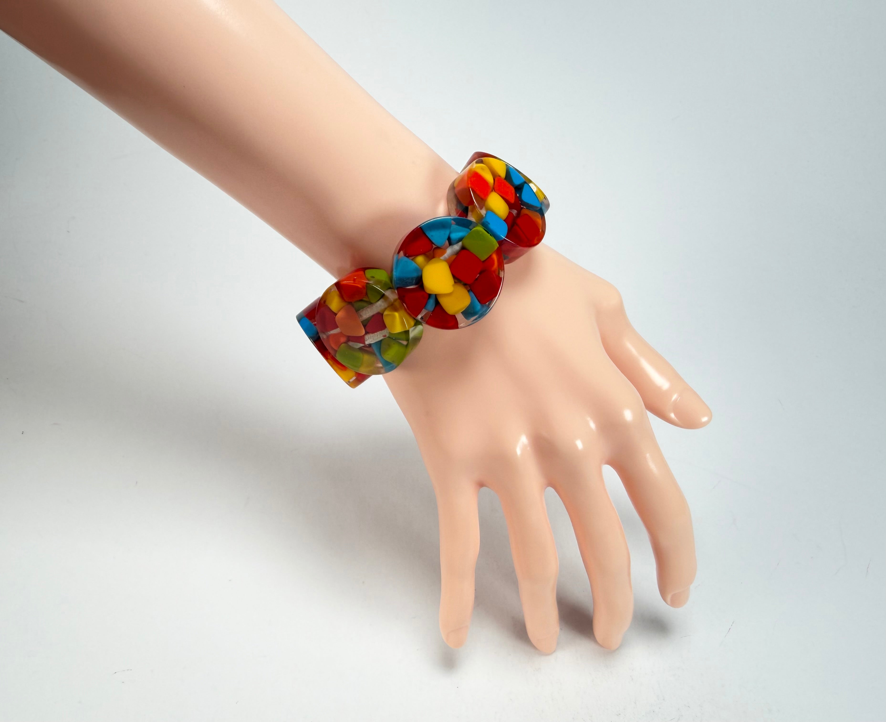Marion Godart - Confetti "Cylindre" Summer Mix Elasticated Cylinder Resin Bracelet