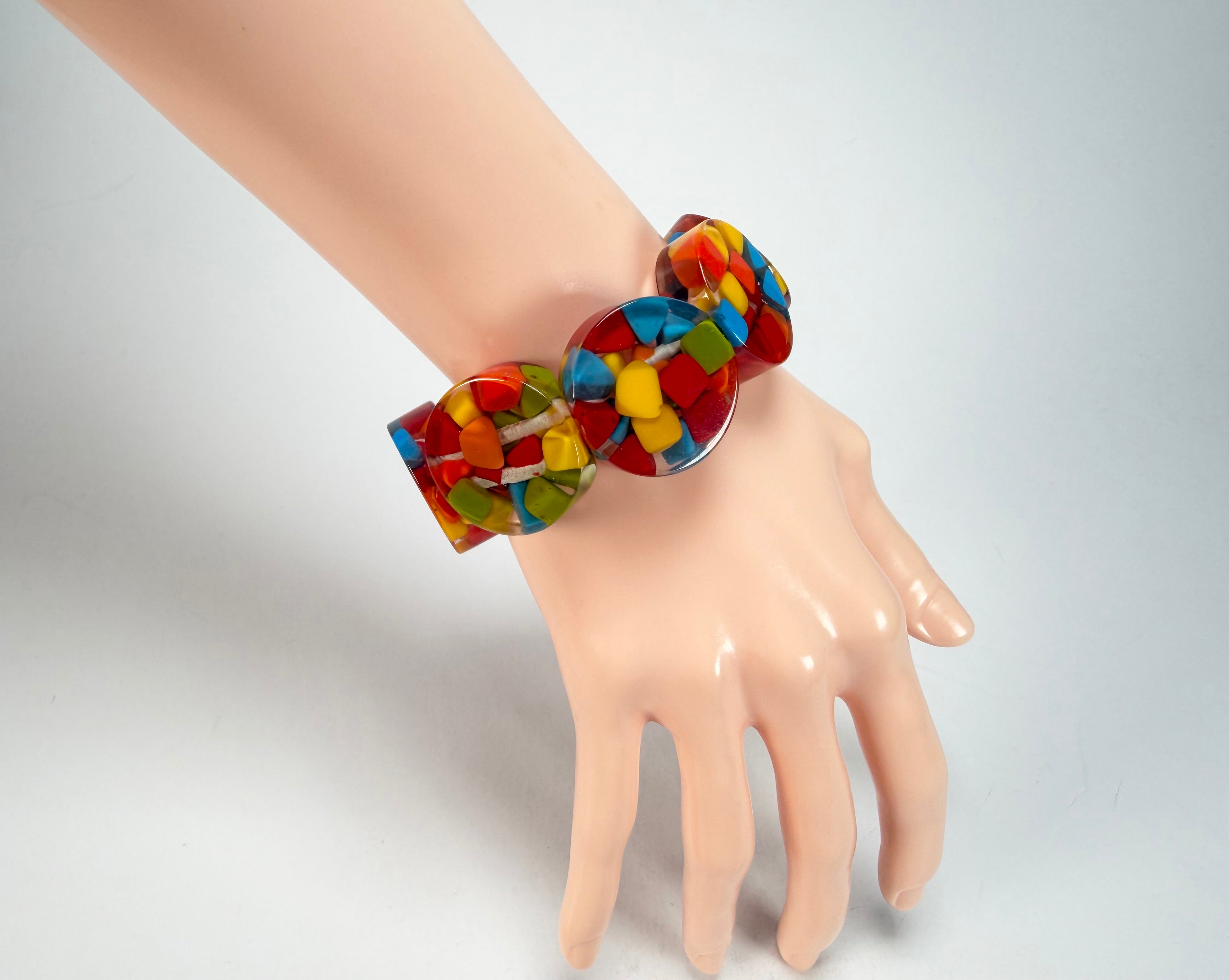 Marion Godart - Confetti "Cylindre" Summer Mix Elasticated Cylinder Resin Bracelet