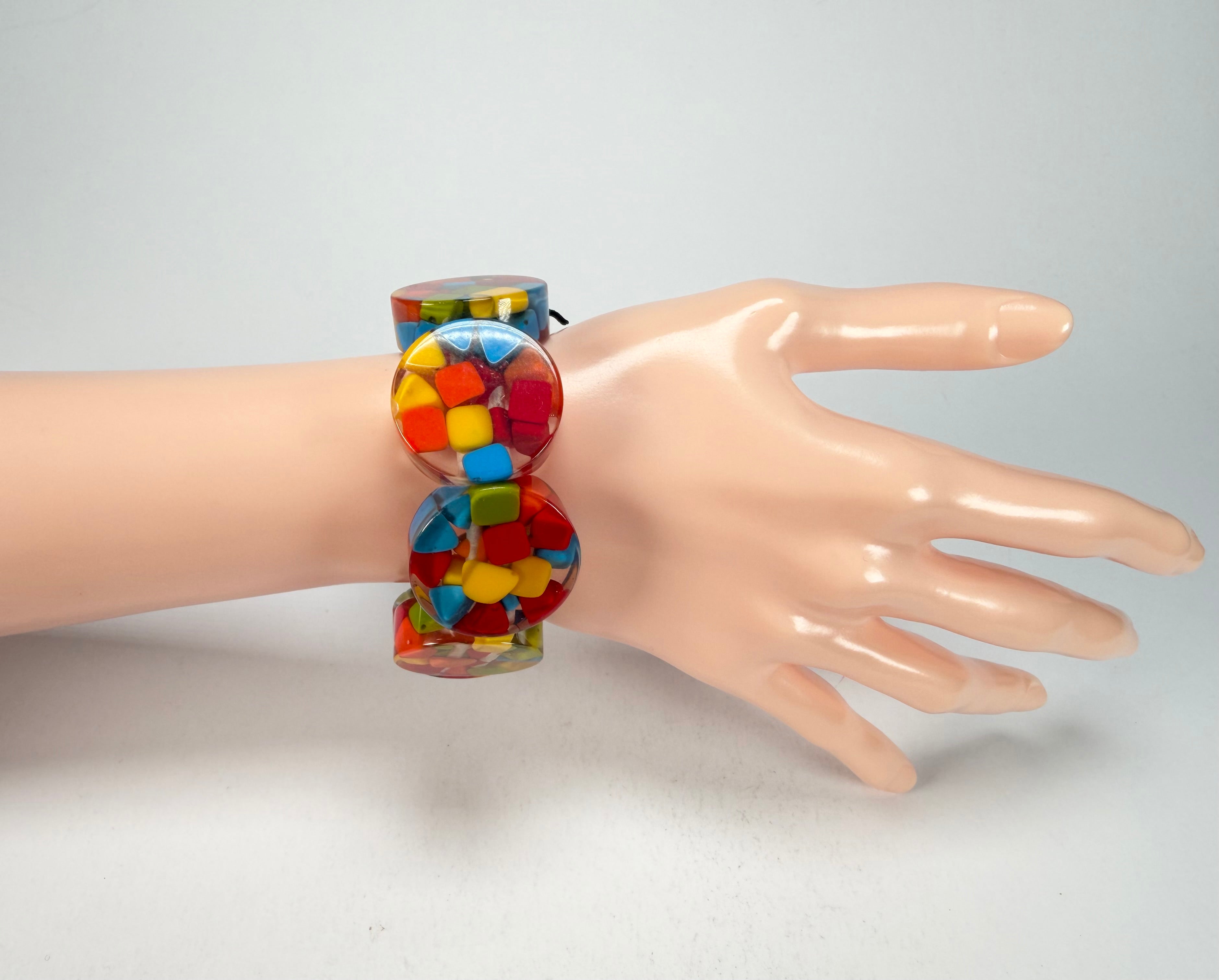 Marion Godart - Confetti "Cylindre" Summer Mix Elasticated Cylinder Resin Bracelet