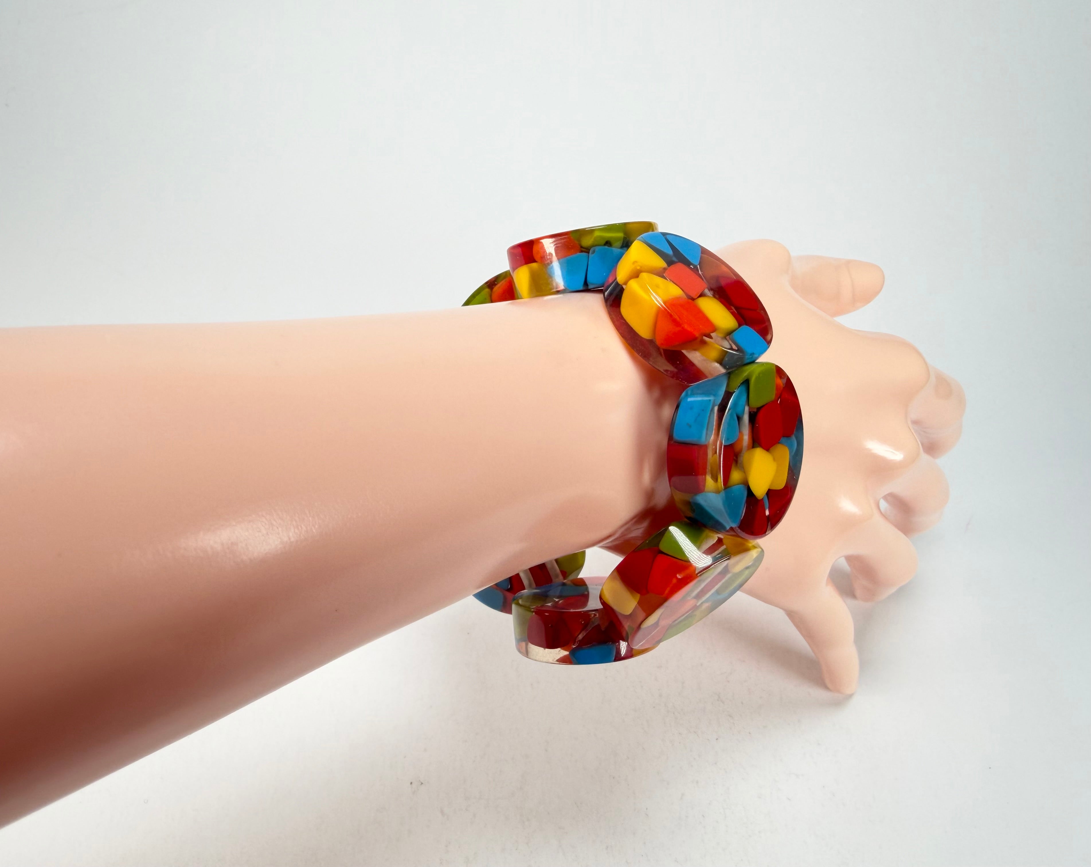 Marion Godart - Confetti "Cylindre" Summer Mix Elasticated Cylinder Resin Bracelet