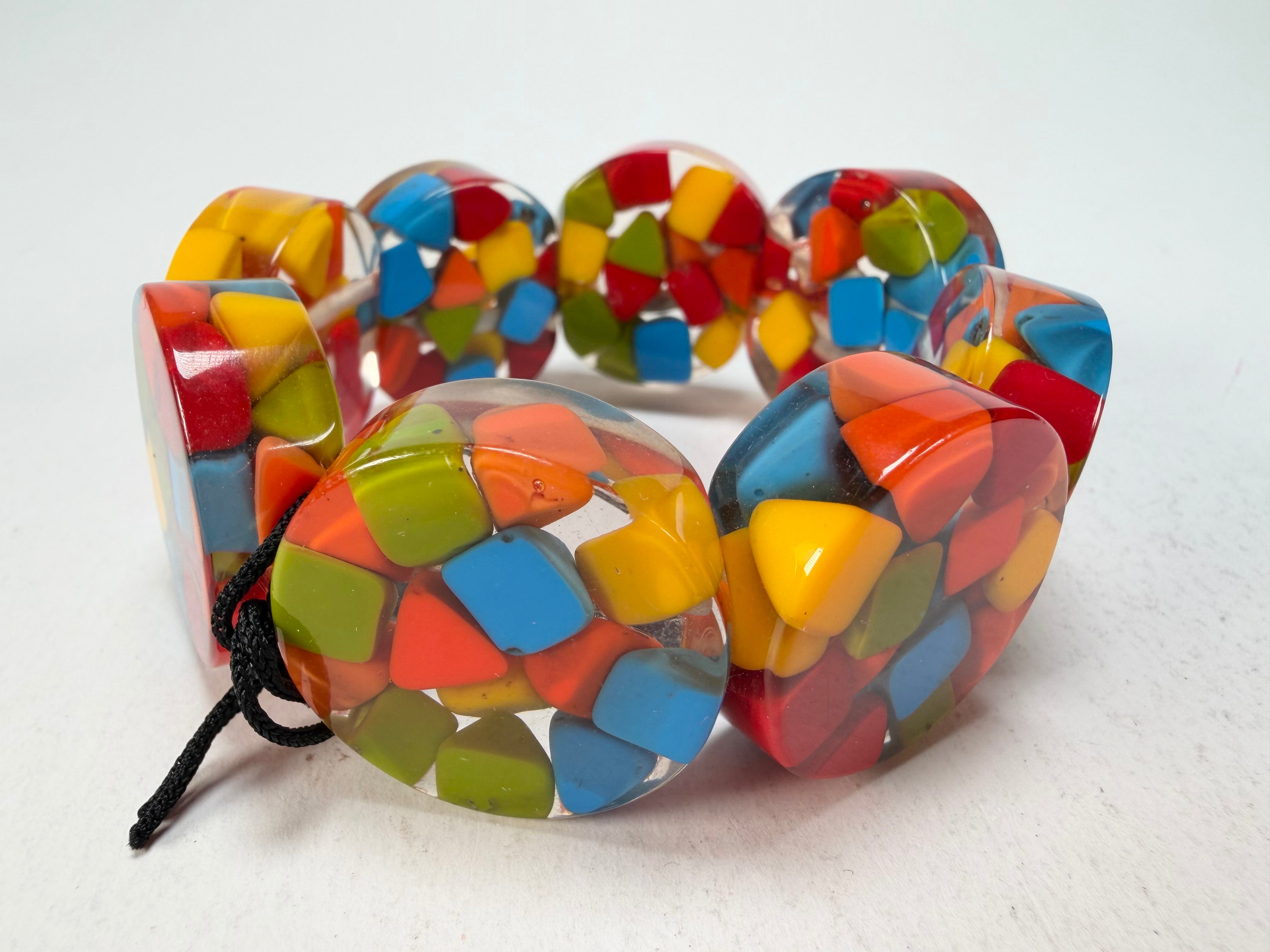 Marion Godart - Confetti "Cylindre" Summer Mix Elasticated Cylinder Resin Bracelet