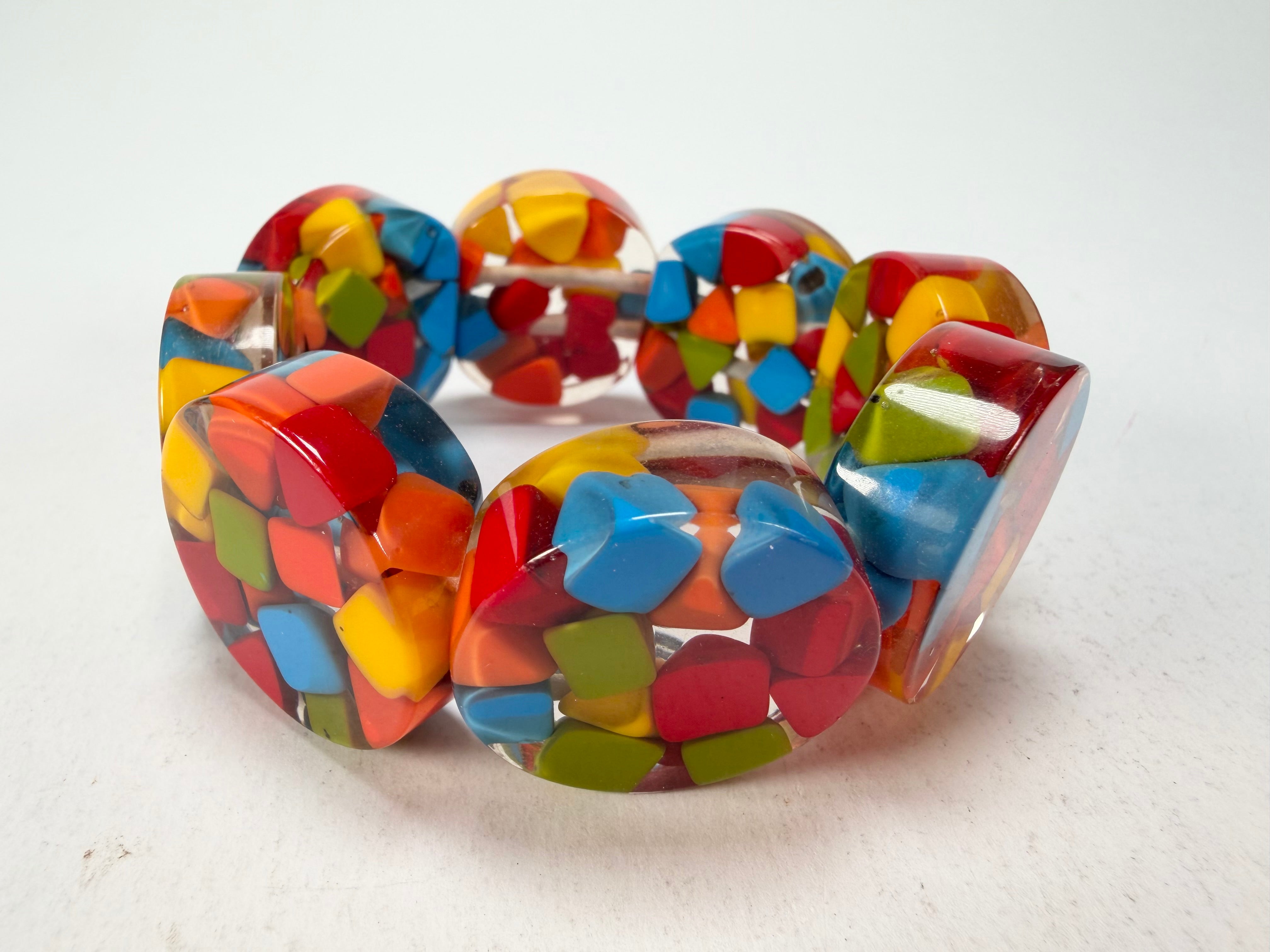 Marion Godart - Confetti "Cylindre" Summer Mix Elasticated Cylinder Resin Bracelet