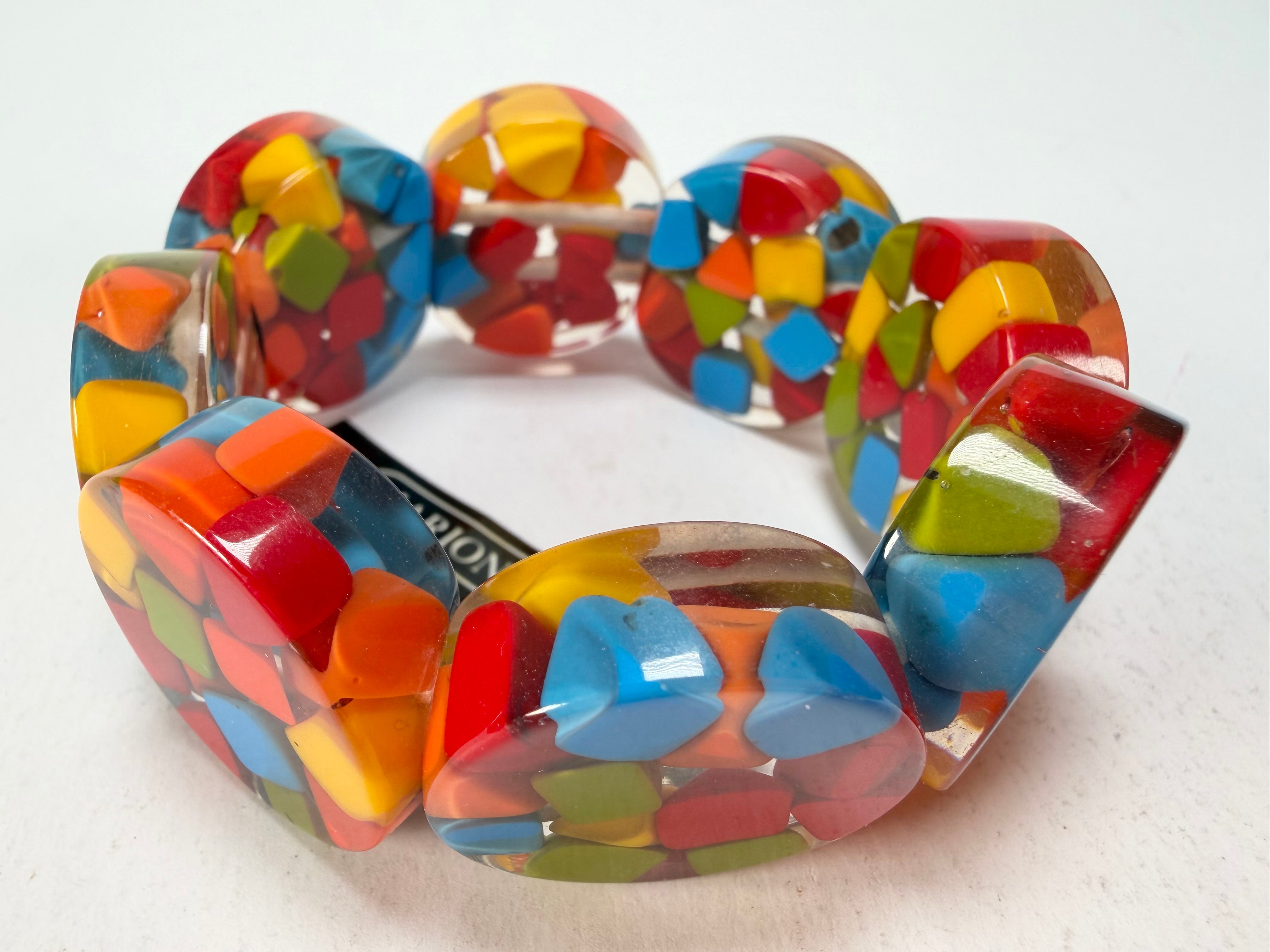 Marion Godart - Confetti "Cylindre" Summer Mix Elasticated Cylinder Resin Bracelet