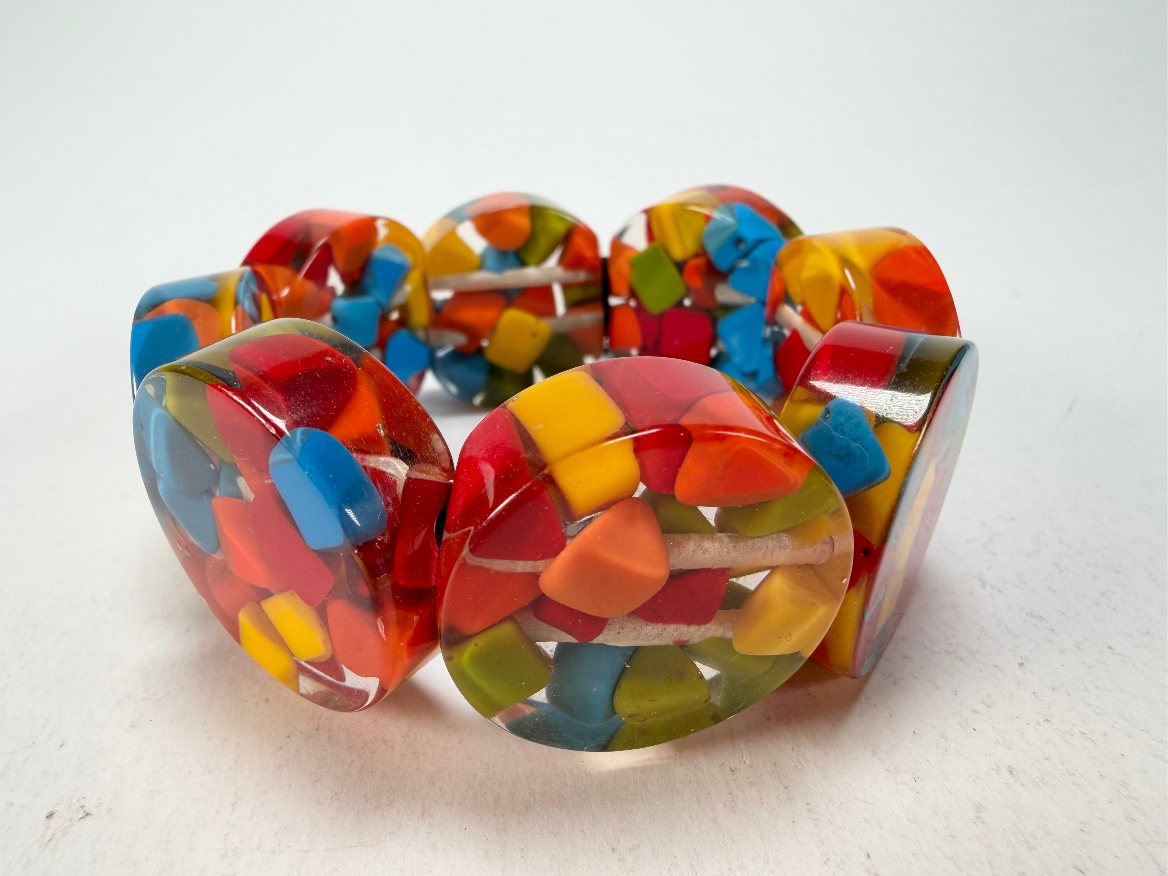 Marion Godart - Confetti "Cylindre" Summer Mix Elasticated Cylinder Resin Bracelet