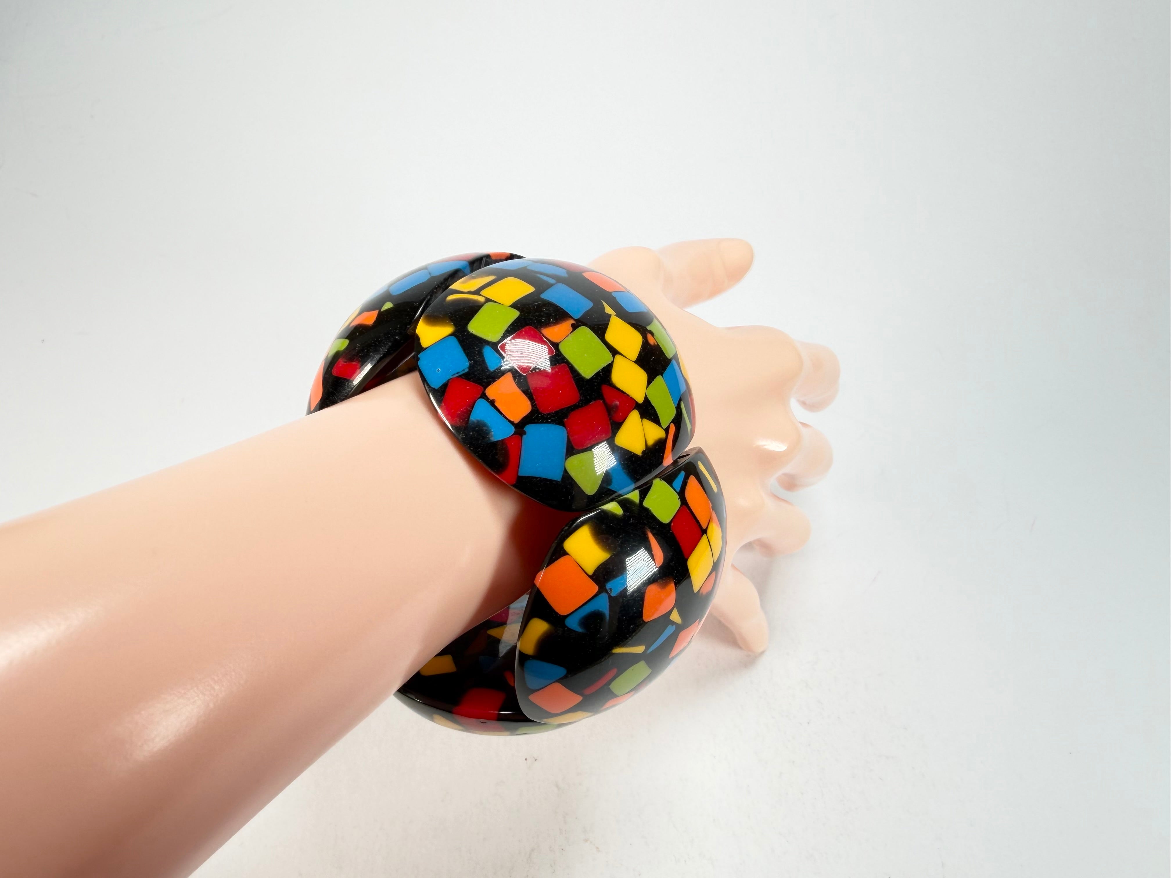 Marion Godart - Confetti "Cinq Pièces" Art-Deco Mix Elasticated Resin Bracelet