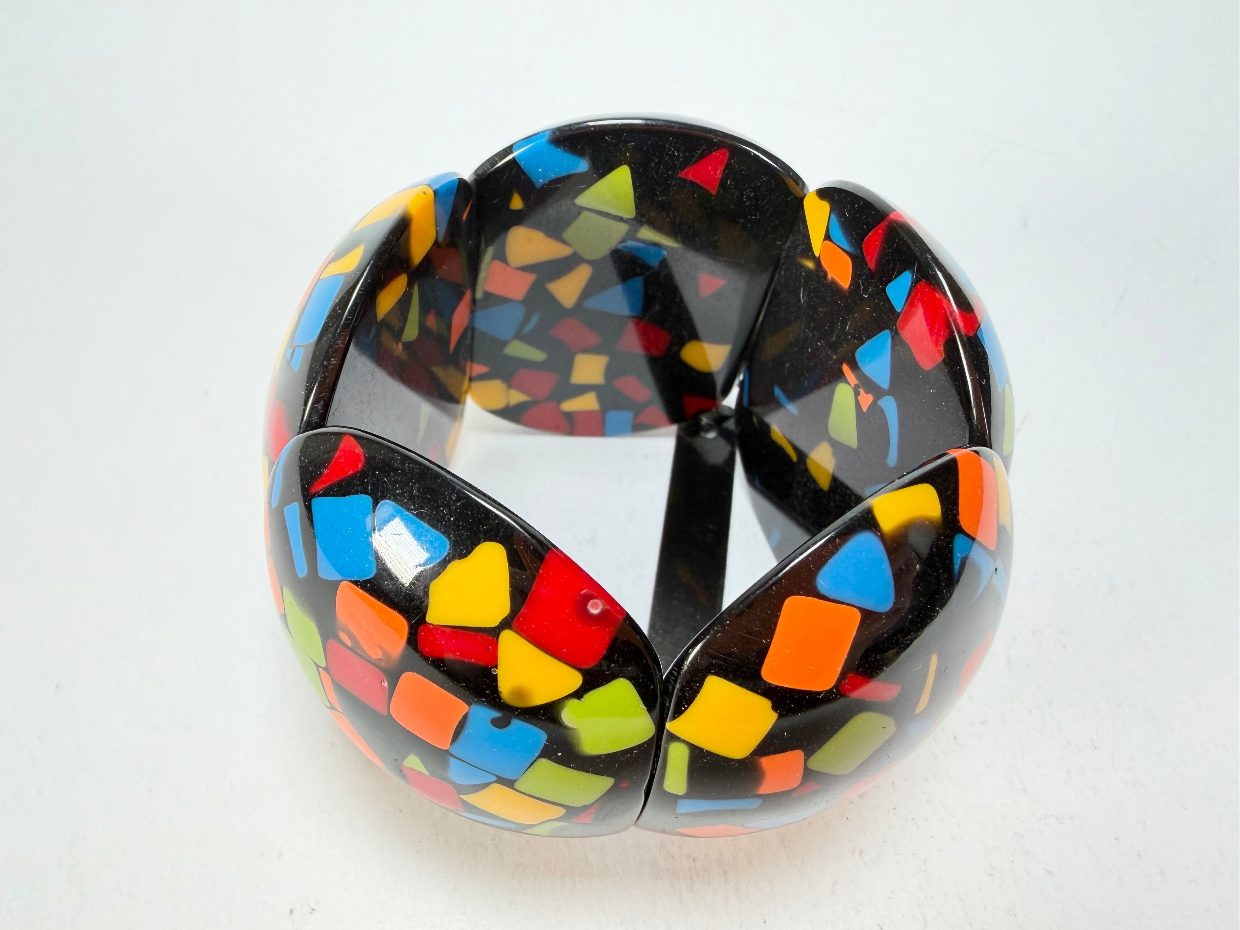 Marion Godart - Confetti "Cinq Pièces" Art-Deco Mix Elasticated Resin Bracelet