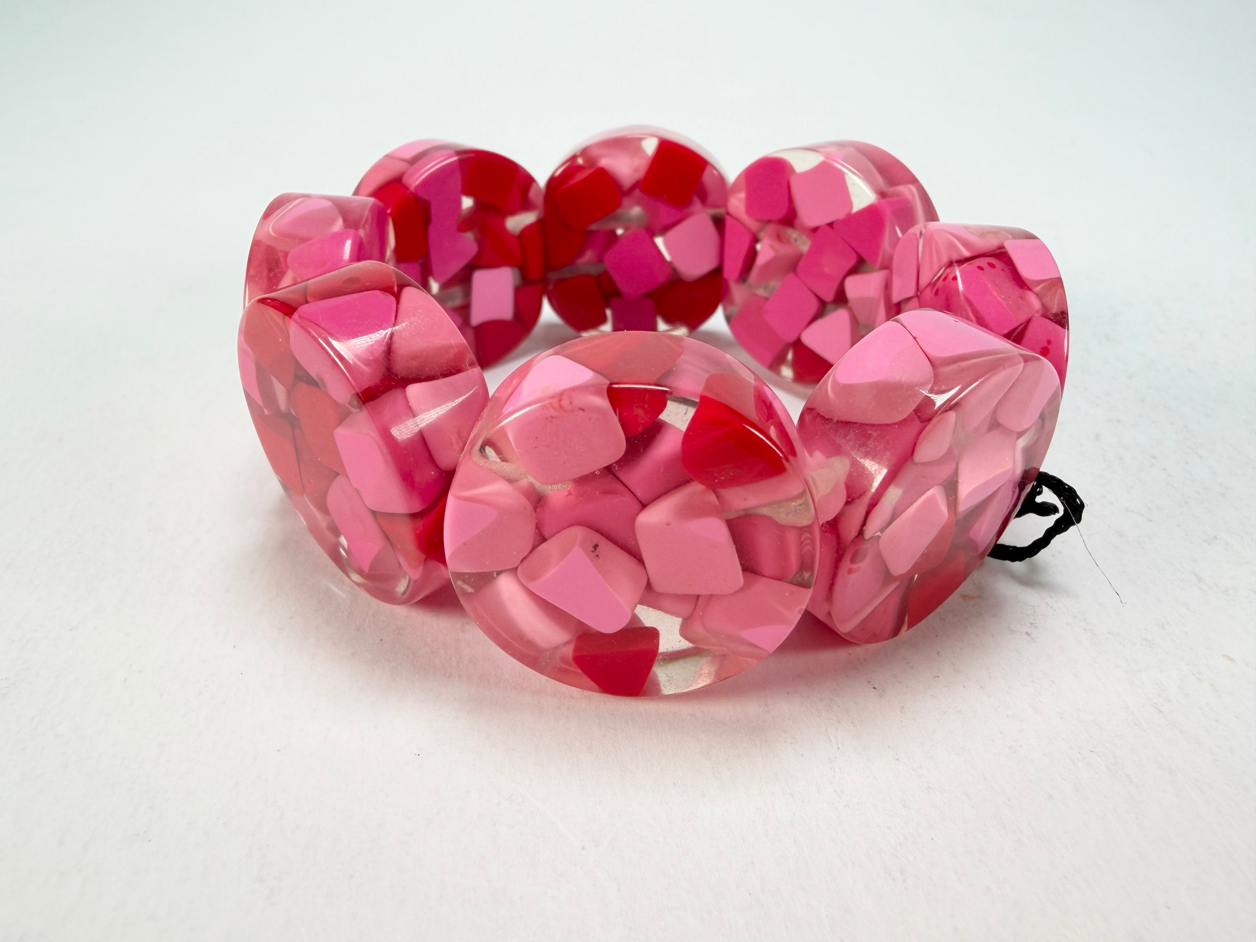 Marion Godart - Confetti "Cylindre" Pink Mix Elasticated Cylinder Resin Bracelet
