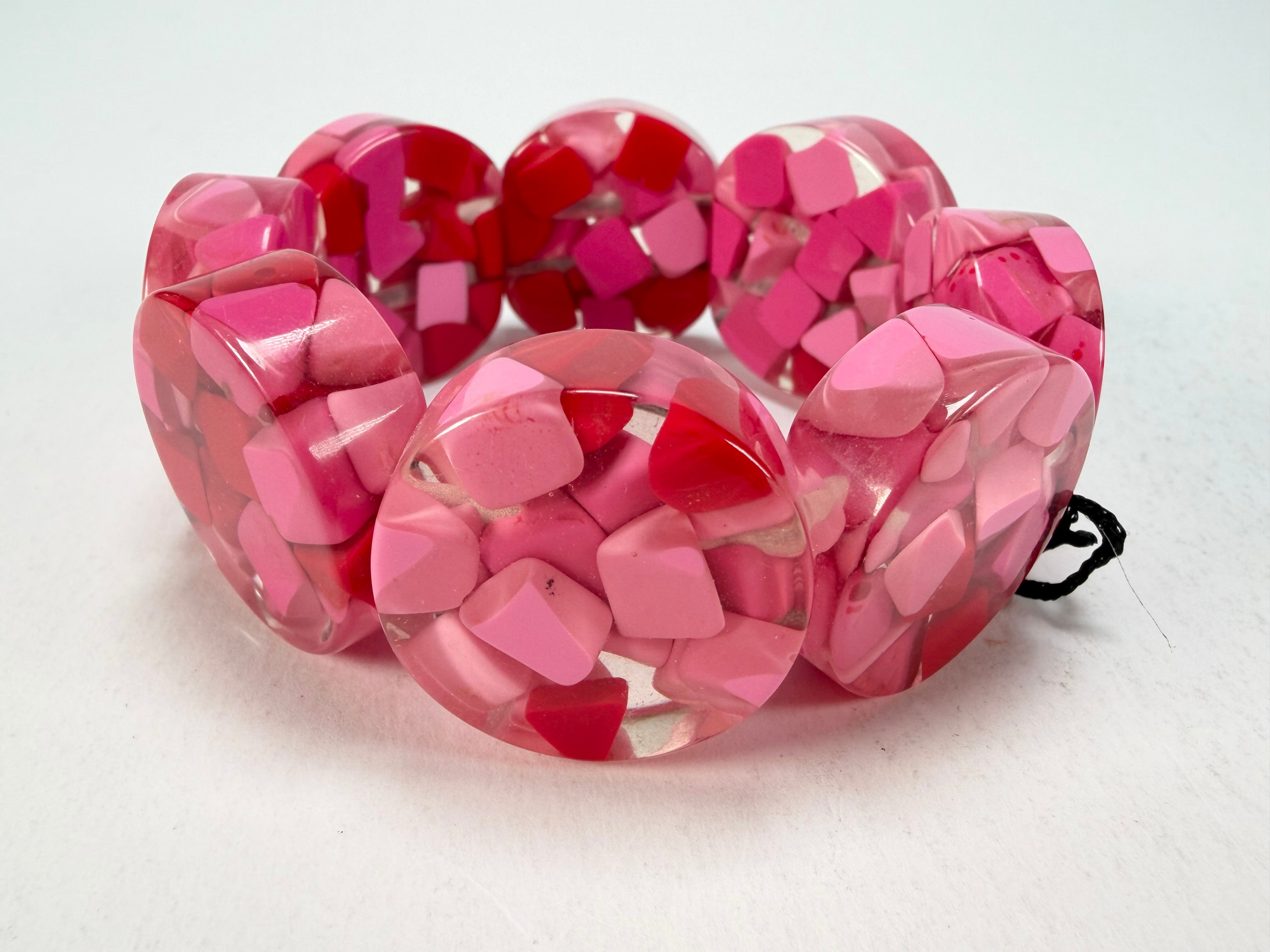 Marion Godart - Confetti "Cylindre" Pink Mix Elasticated Cylinder Resin Bracelet