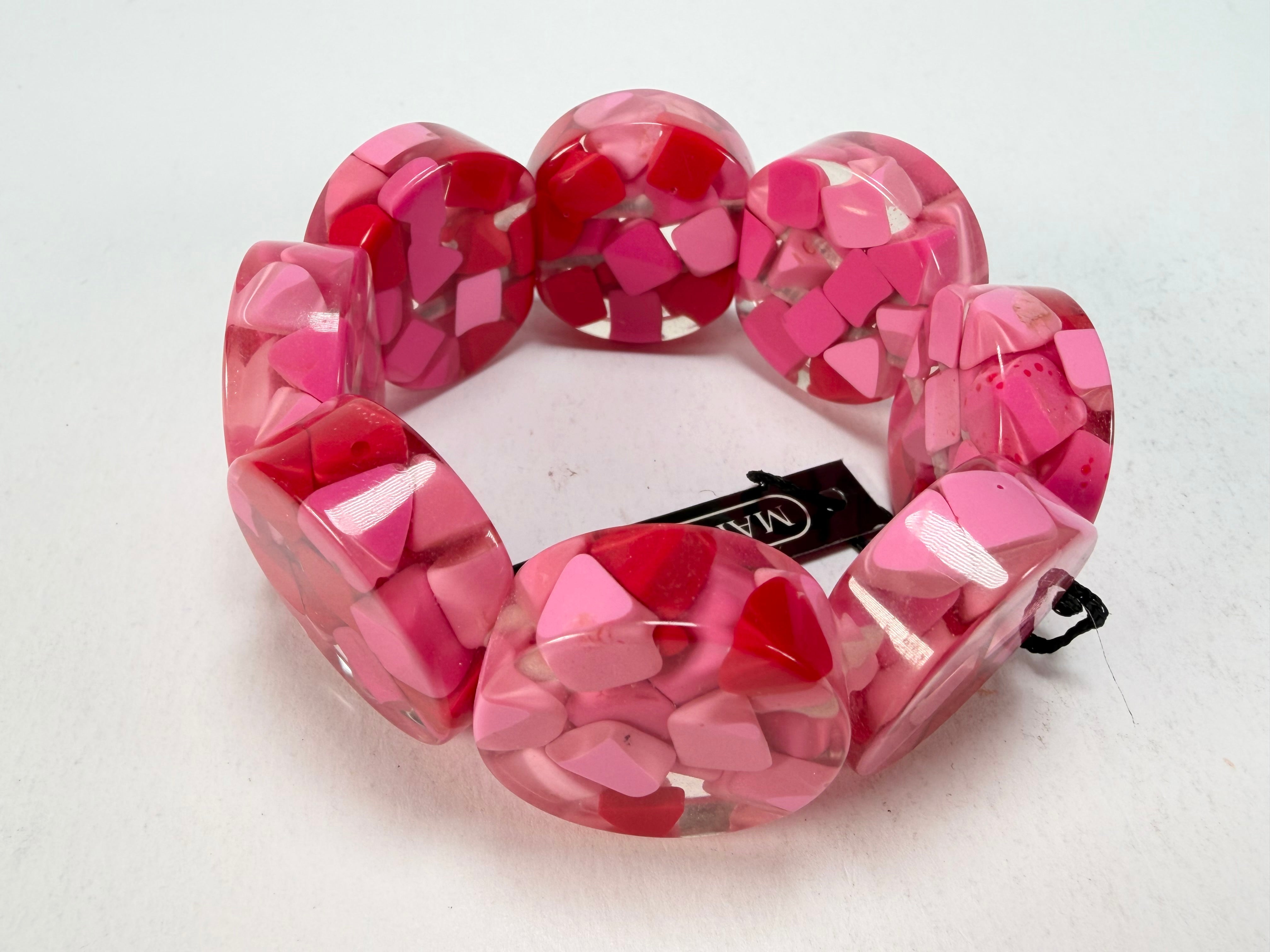 Marion Godart - Confetti "Cylindre" Pink Mix Elasticated Cylinder Resin Bracelet