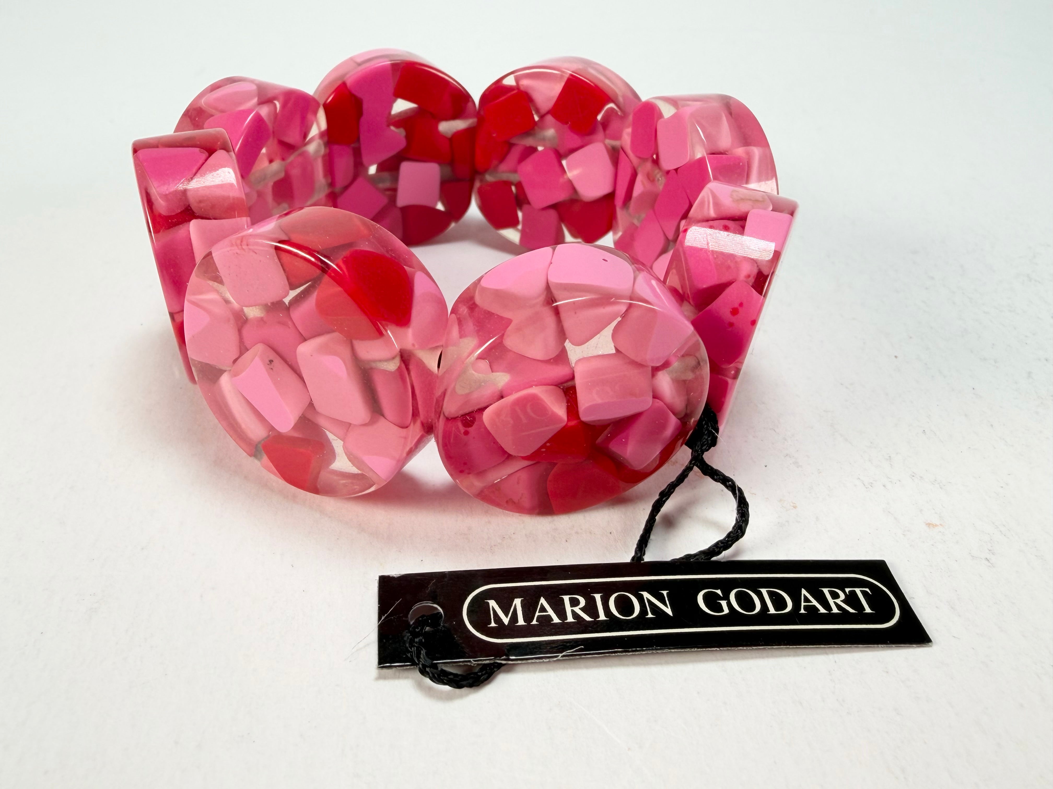 Marion Godart - Confetti "Cylindre" Pink Mix Elasticated Cylinder Resin Bracelet
