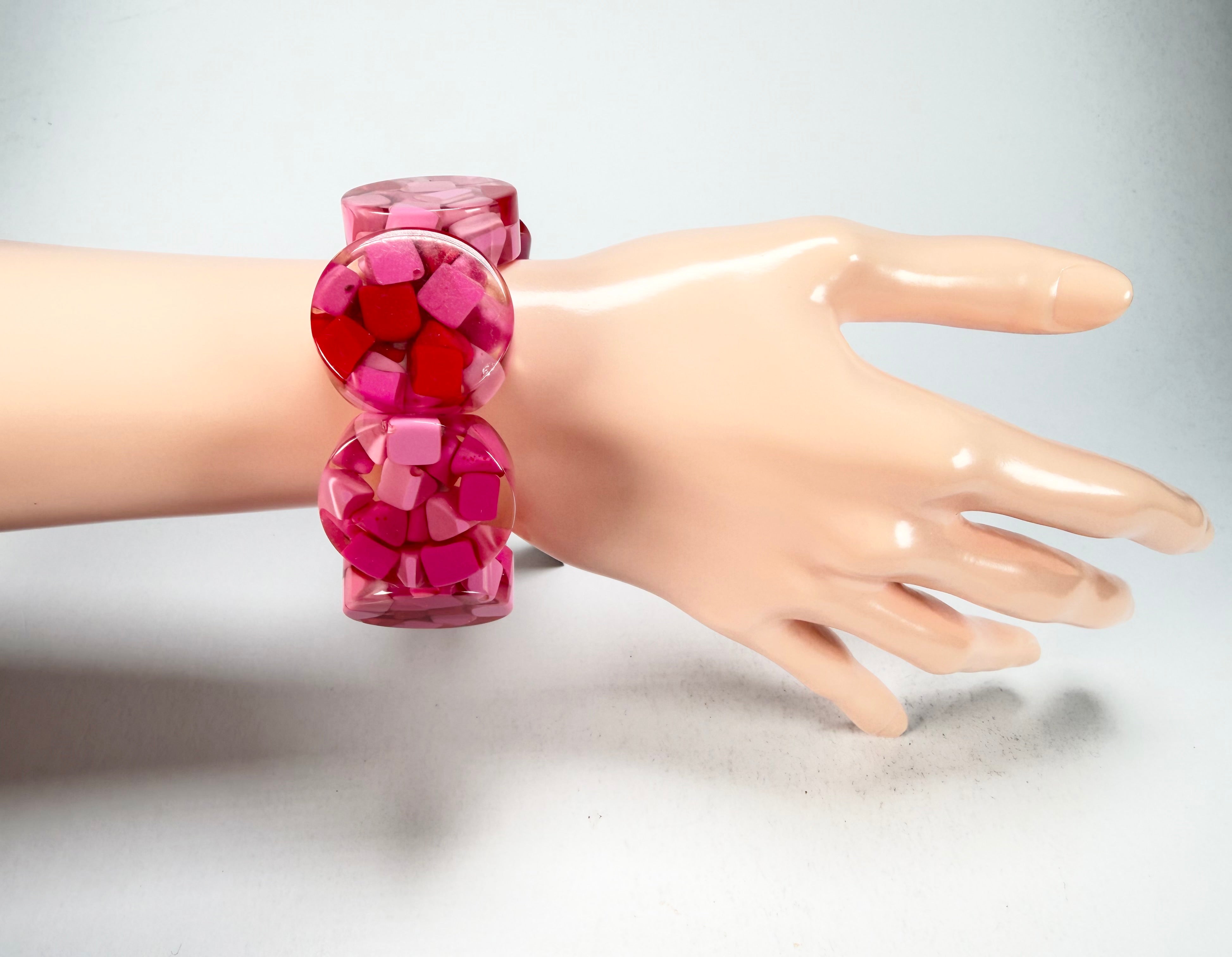 Marion Godart - Confetti "Cylindre" Pink Mix Elasticated Cylinder Resin Bracelet