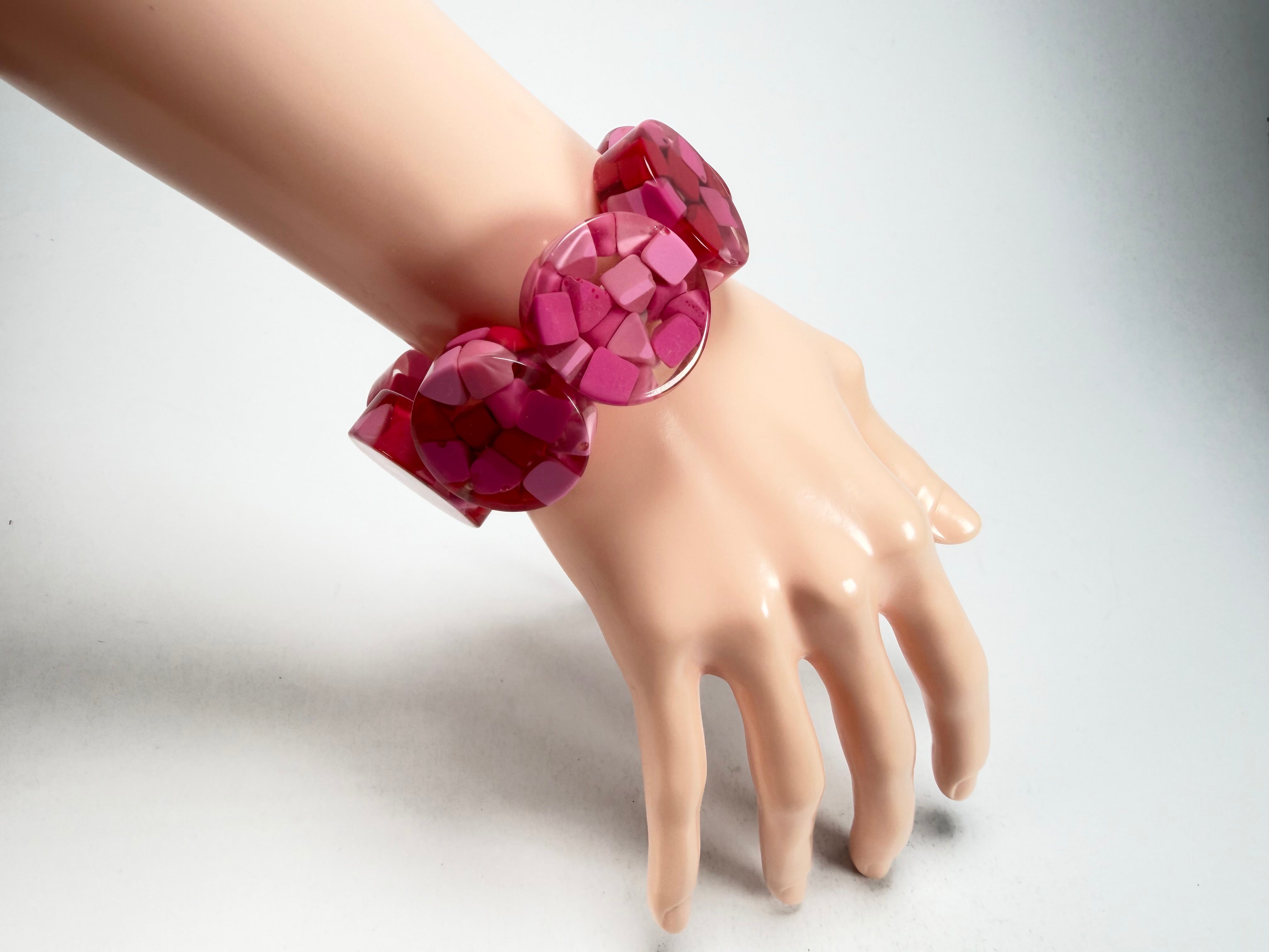 Marion Godart - Confetti "Cylindre" Pink Mix Elasticated Cylinder Resin Bracelet