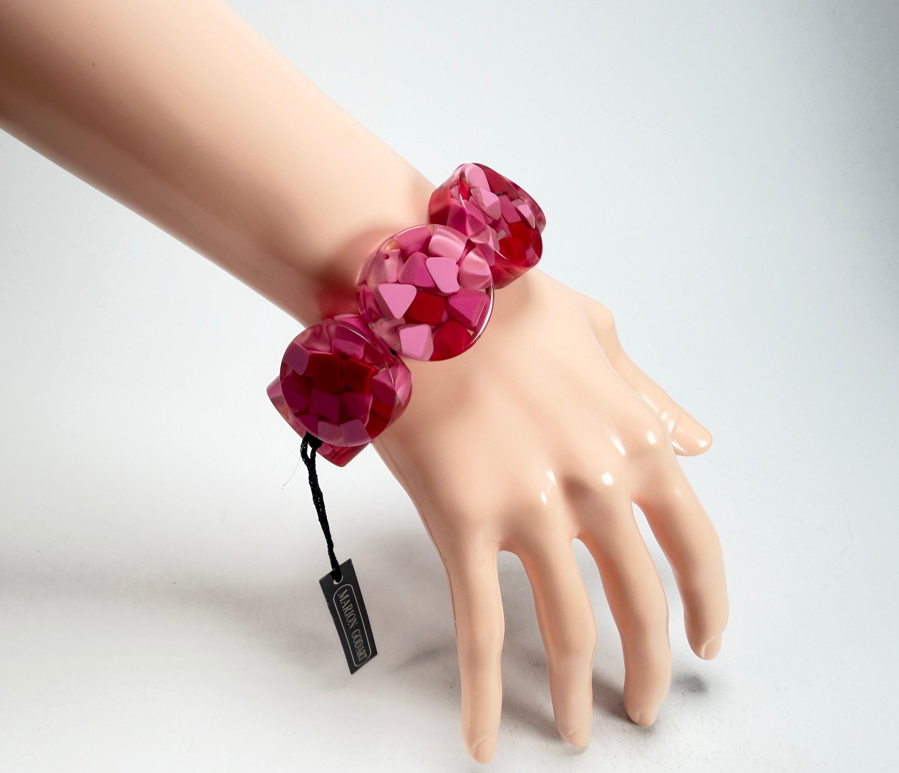 Marion Godart - Confetti "Cylindre" Pink Mix Elasticated Cylinder Resin Bracelet