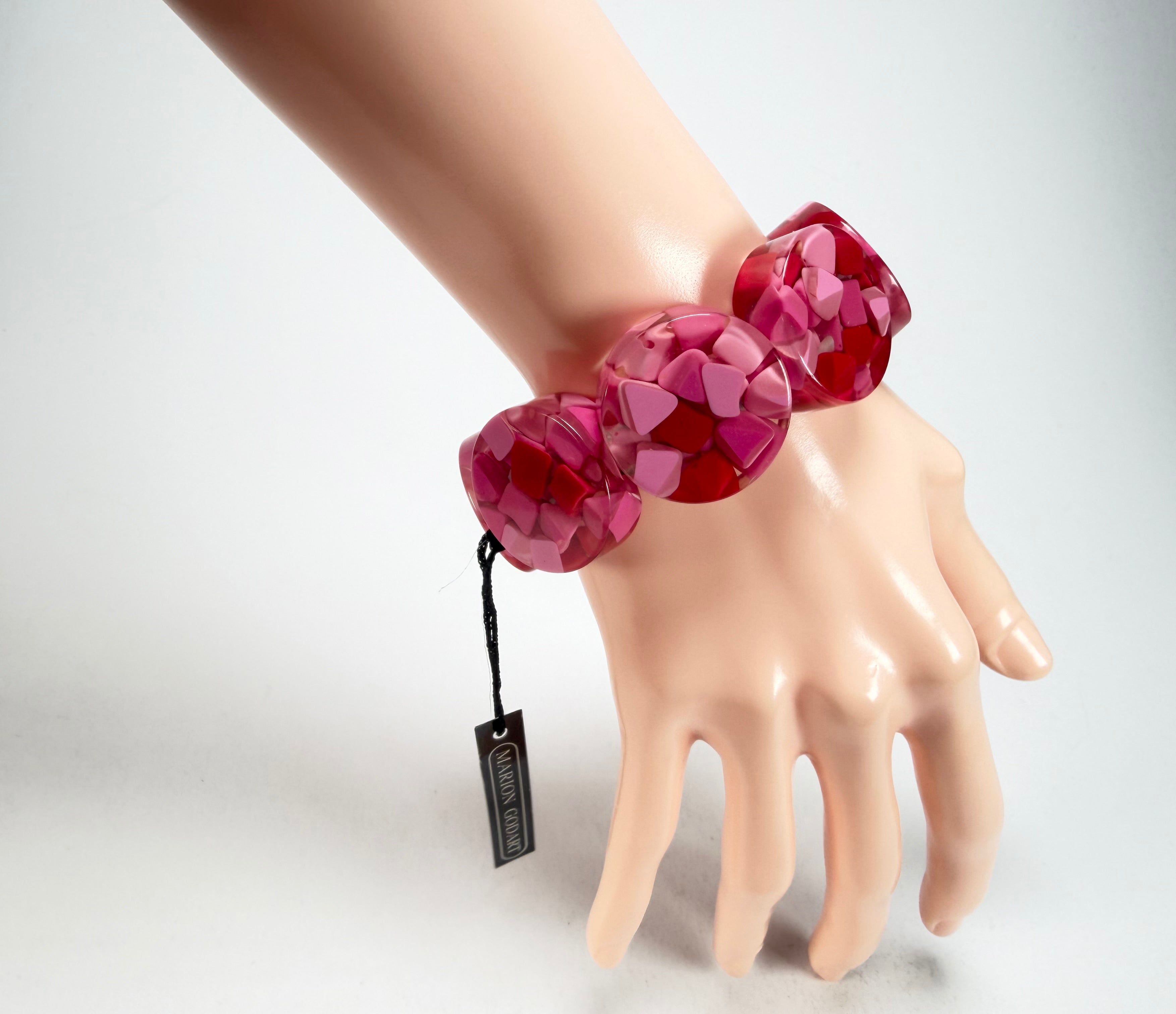 Marion Godart - Confetti "Cylindre" Pink Mix Elasticated Cylinder Resin Bracelet