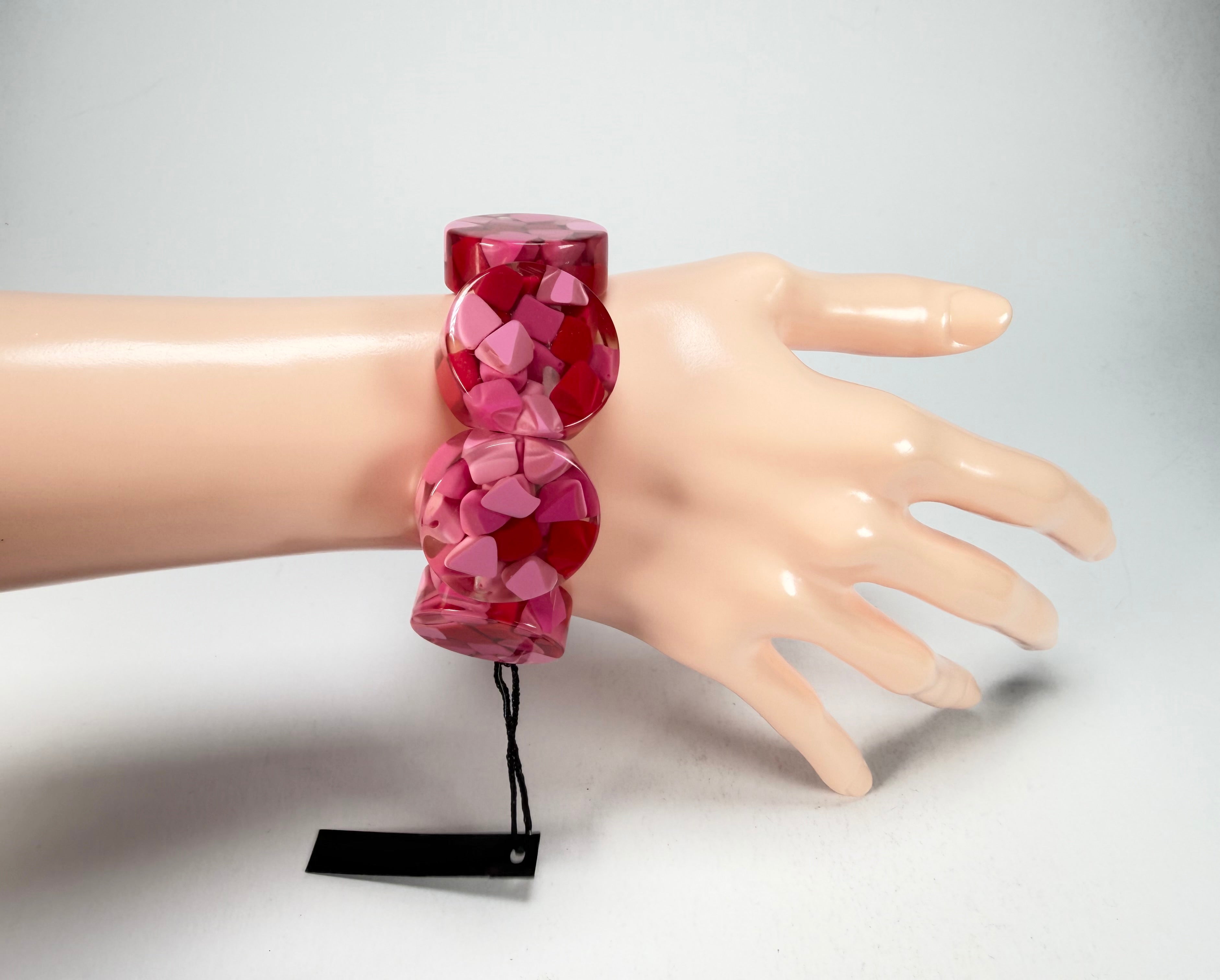 Marion Godart - Confetti "Cylindre" Pink Mix Elasticated Cylinder Resin Bracelet