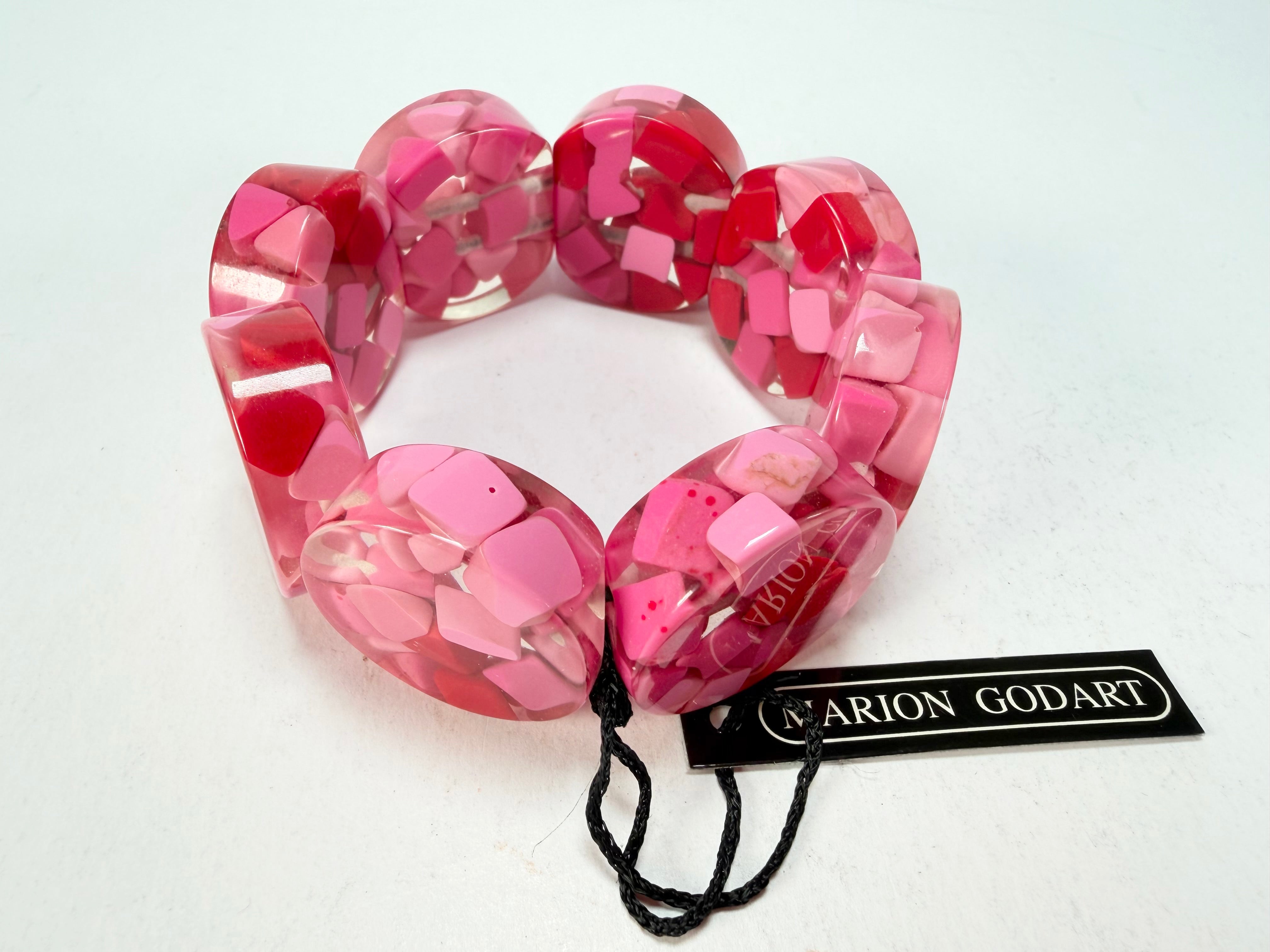 Marion Godart - Confetti "Cylindre" Pink Mix Elasticated Cylinder Resin Bracelet