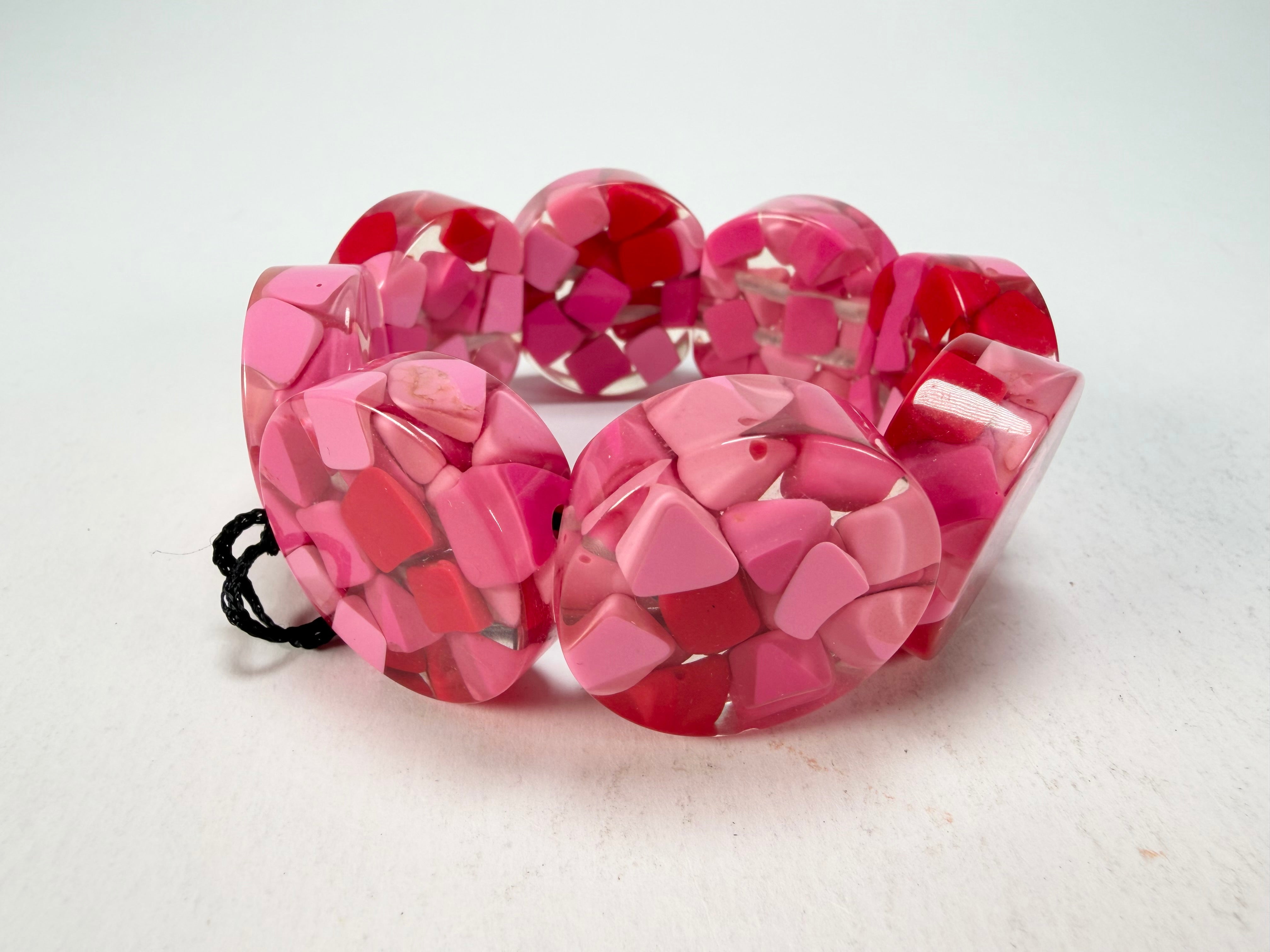 Marion Godart - Confetti "Cylindre" Pink Mix Elasticated Cylinder Resin Bracelet