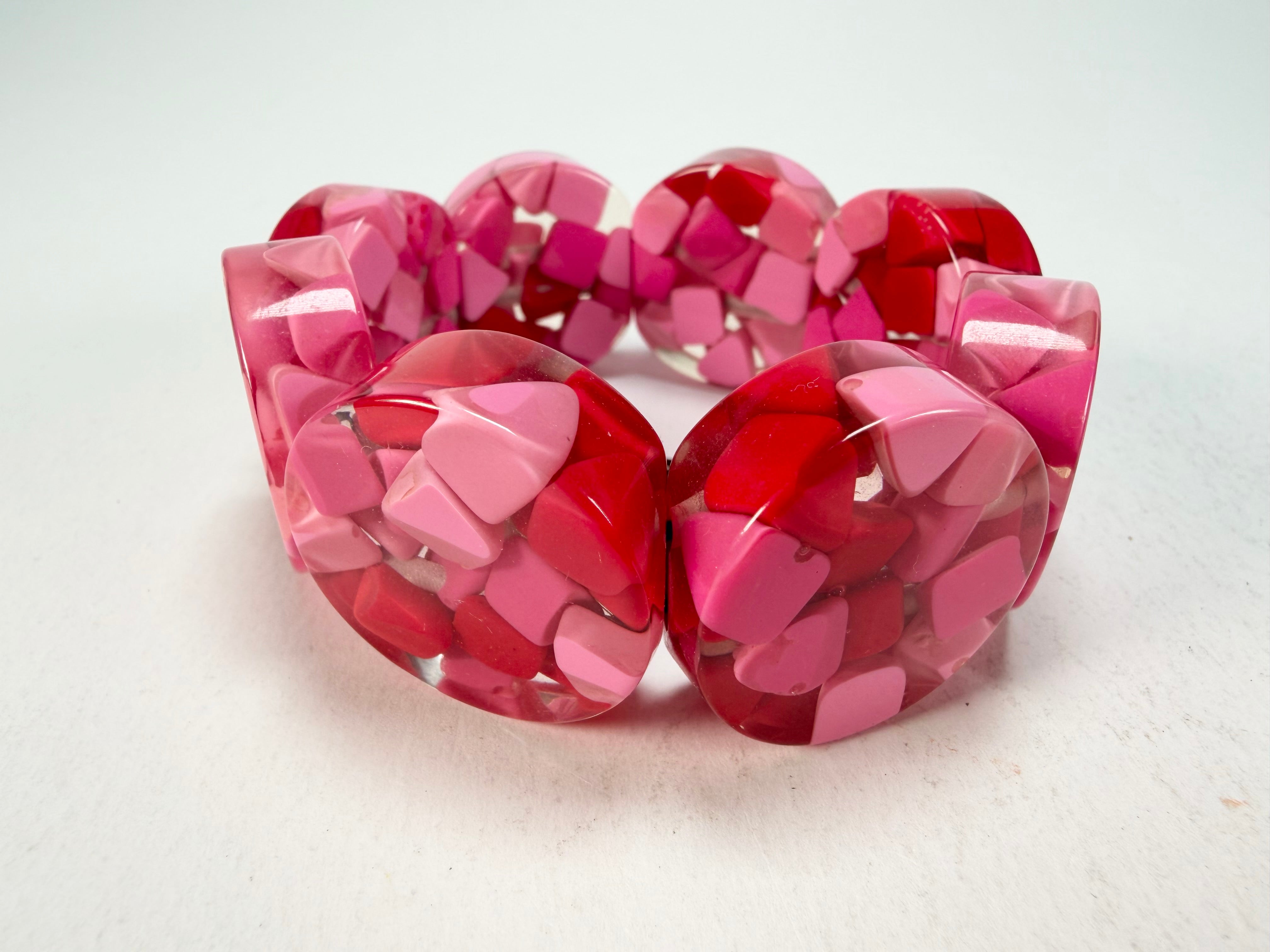 Marion Godart - Confetti "Cylindre" Pink Mix Elasticated Cylinder Resin Bracelet