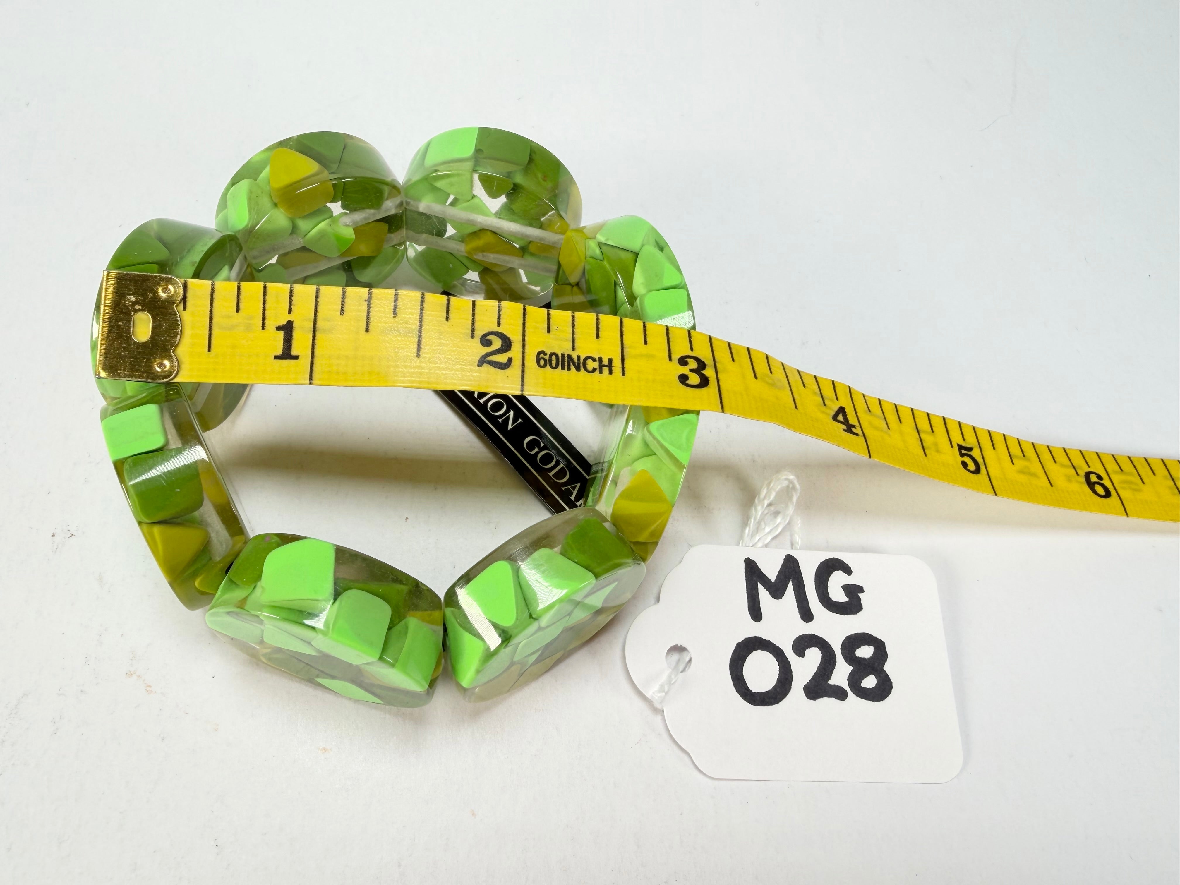 Marion Godart - Confetti "Cylindre" Green Mix Elasticated Cylinder Resin Bracelet