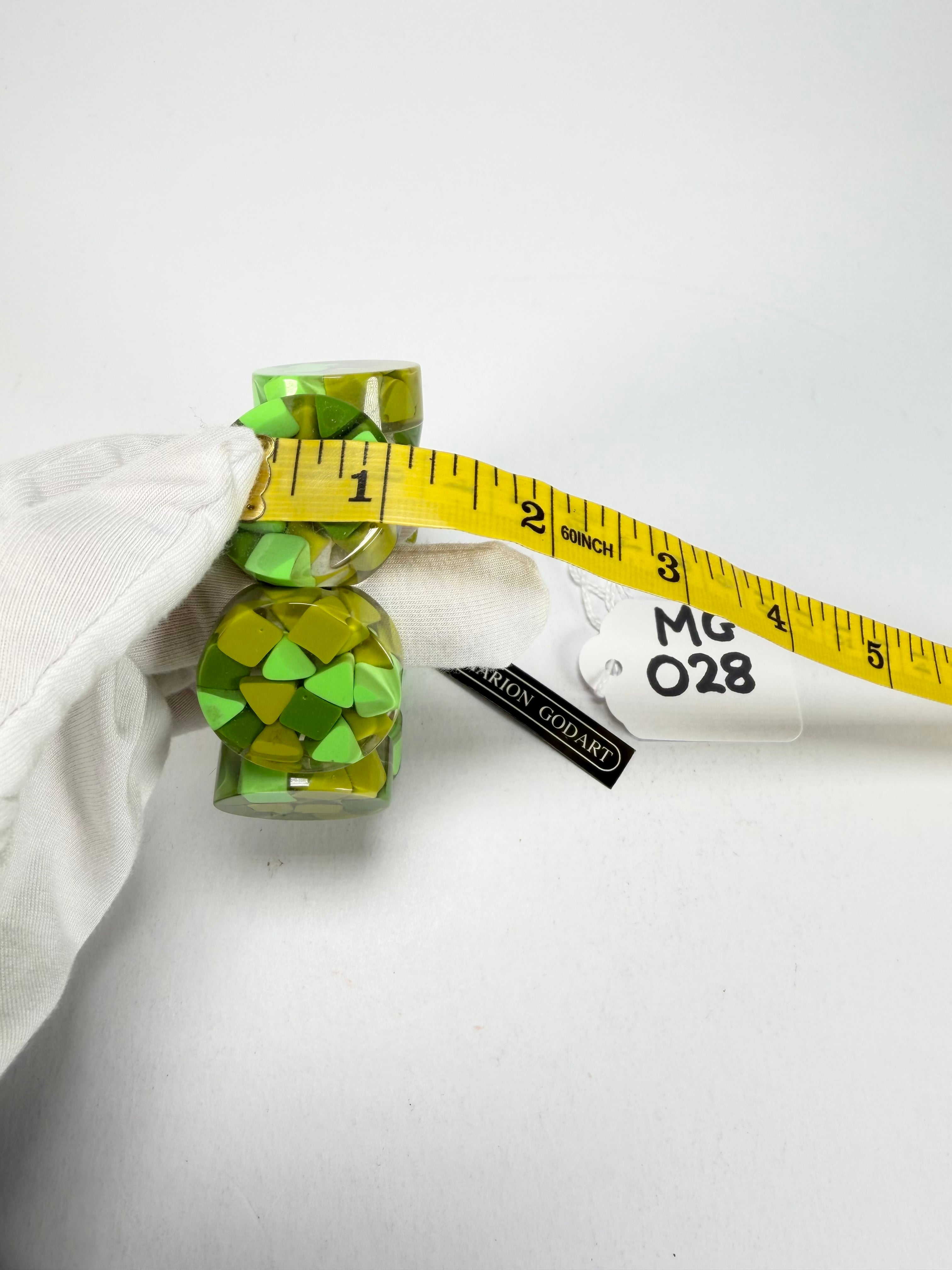 Marion Godart - Confetti "Cylindre" Green Mix Elasticated Cylinder Resin Bracelet