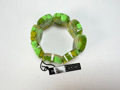 Marion Godart - Confetti "Cylindre" Green Mix Elasticated Cylinder Resin Bracelet