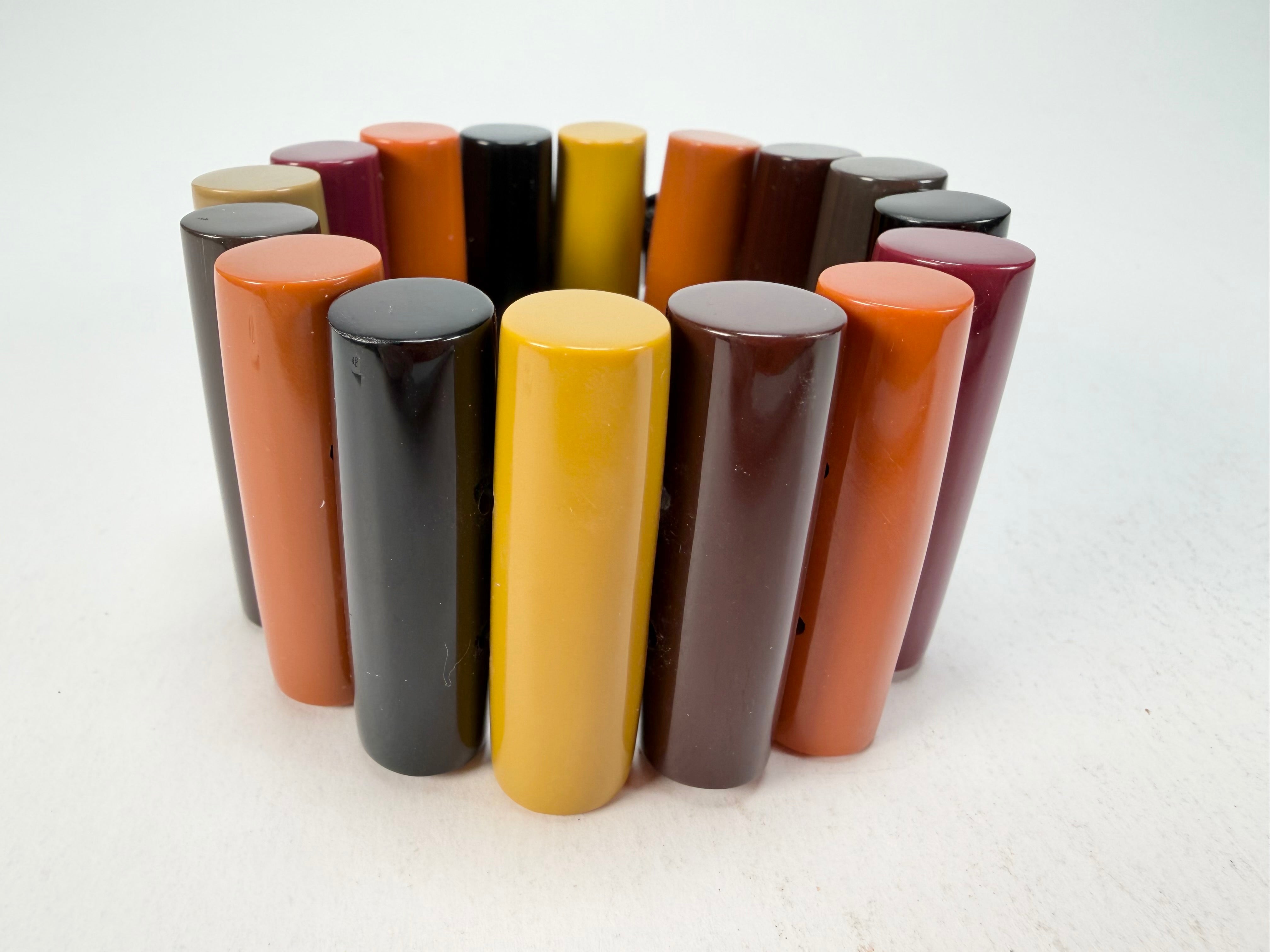 Marion Godart - Natural "Pièces De Crayon" Soft Tone Mix Elasticated Resin Bracelet