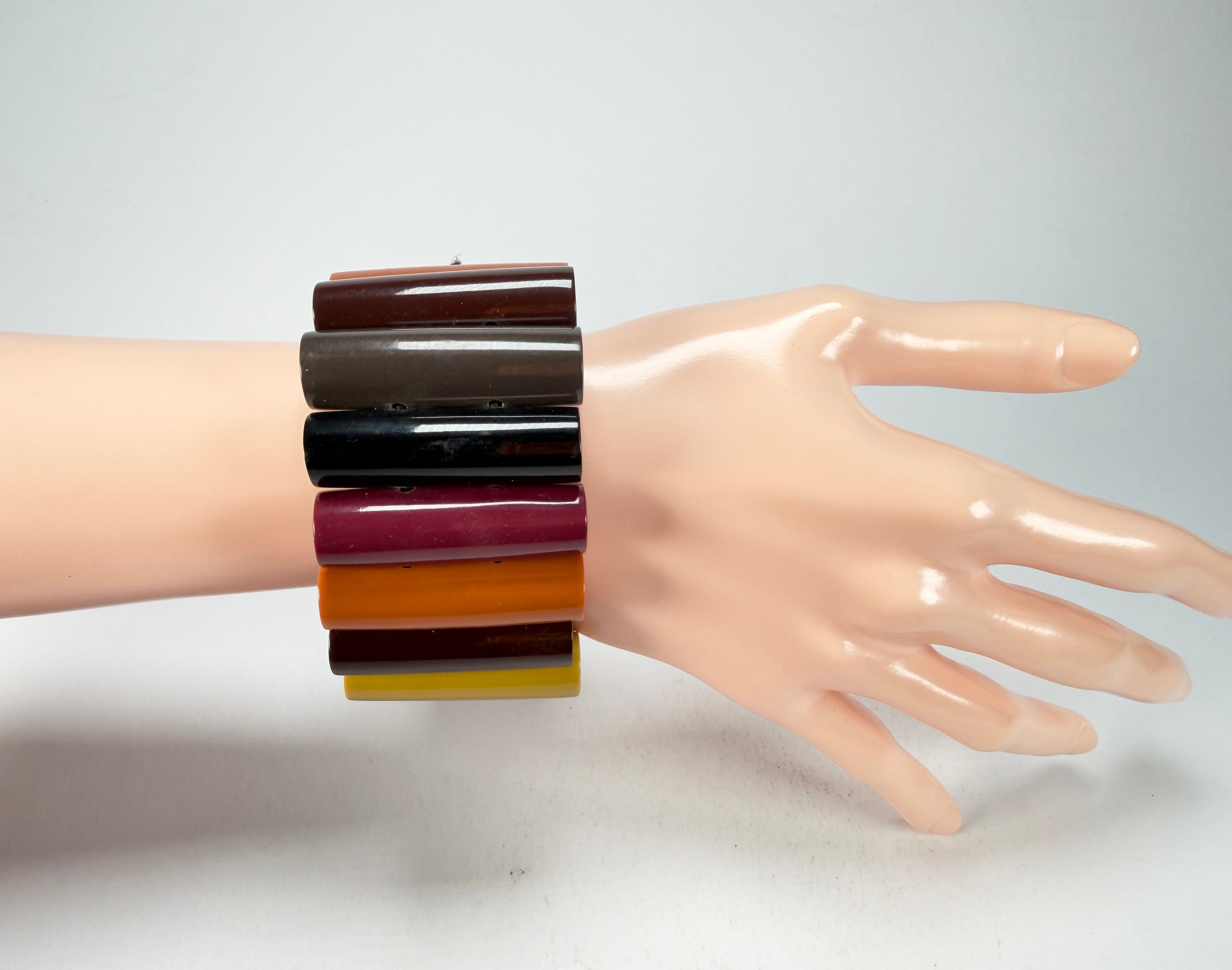 Marion Godart - Natural "Pièces De Crayon" Soft Tone Mix Elasticated Resin Bracelet