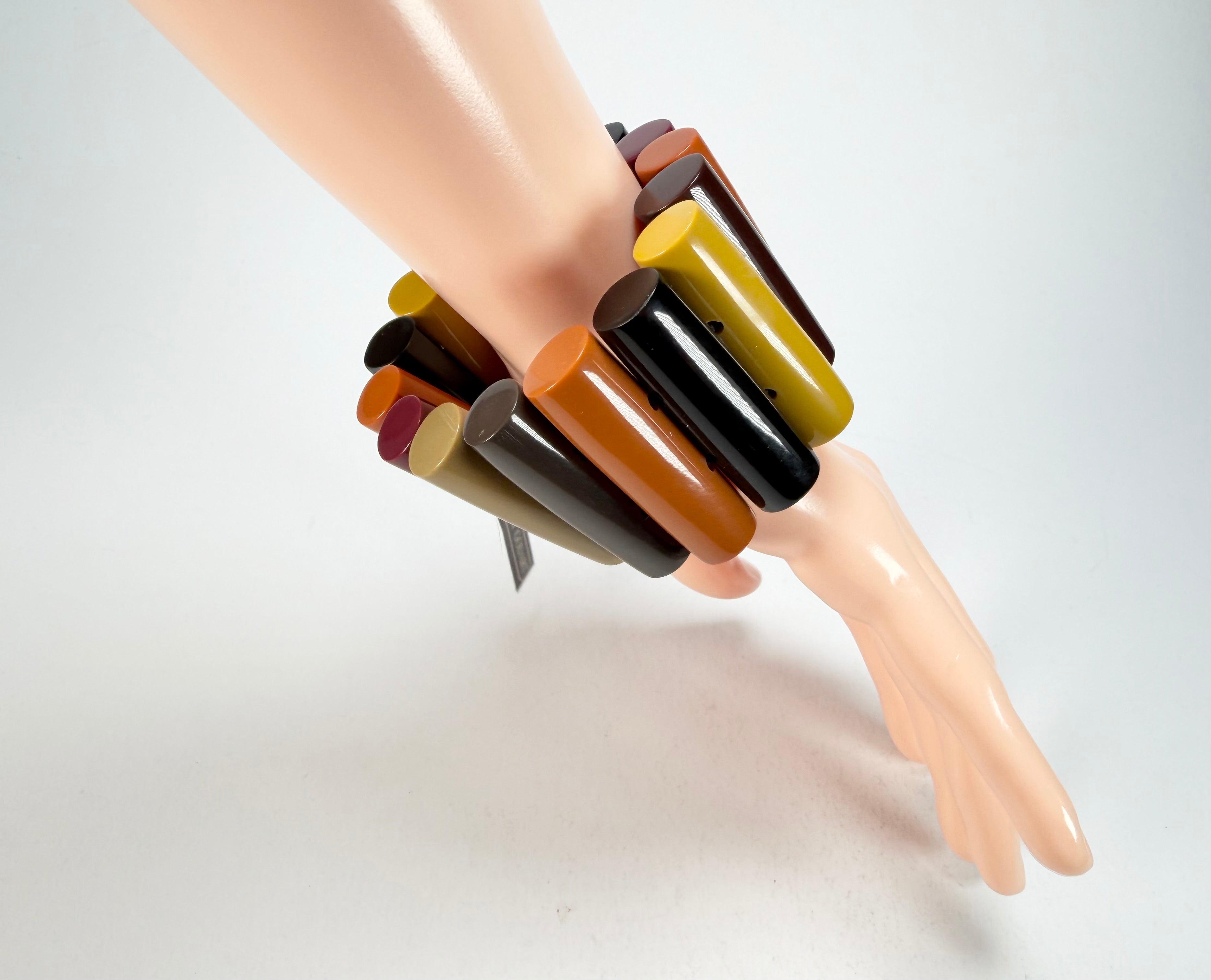 Marion Godart - Natural "Pièces De Crayon" Soft Tone Mix Elasticated Resin Bracelet