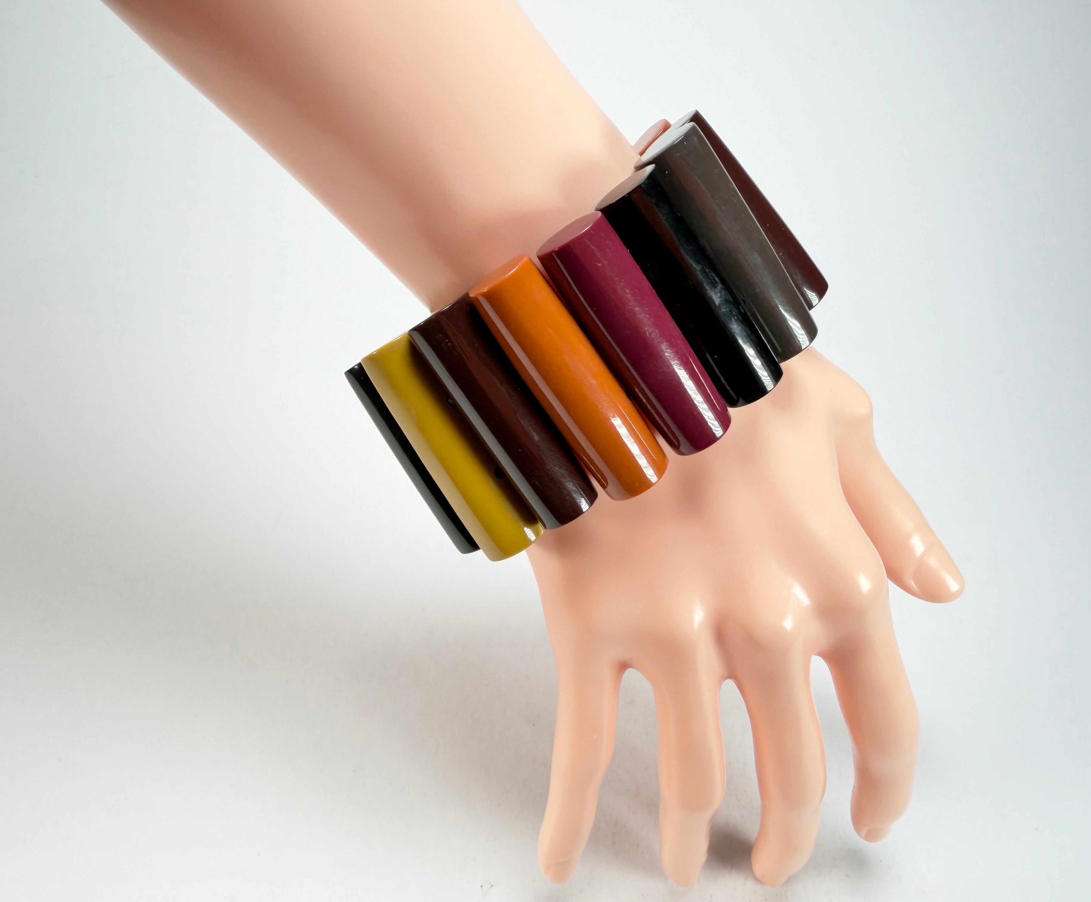 Marion Godart - Natural "Pièces De Crayon" Soft Tone Mix Elasticated Resin Bracelet