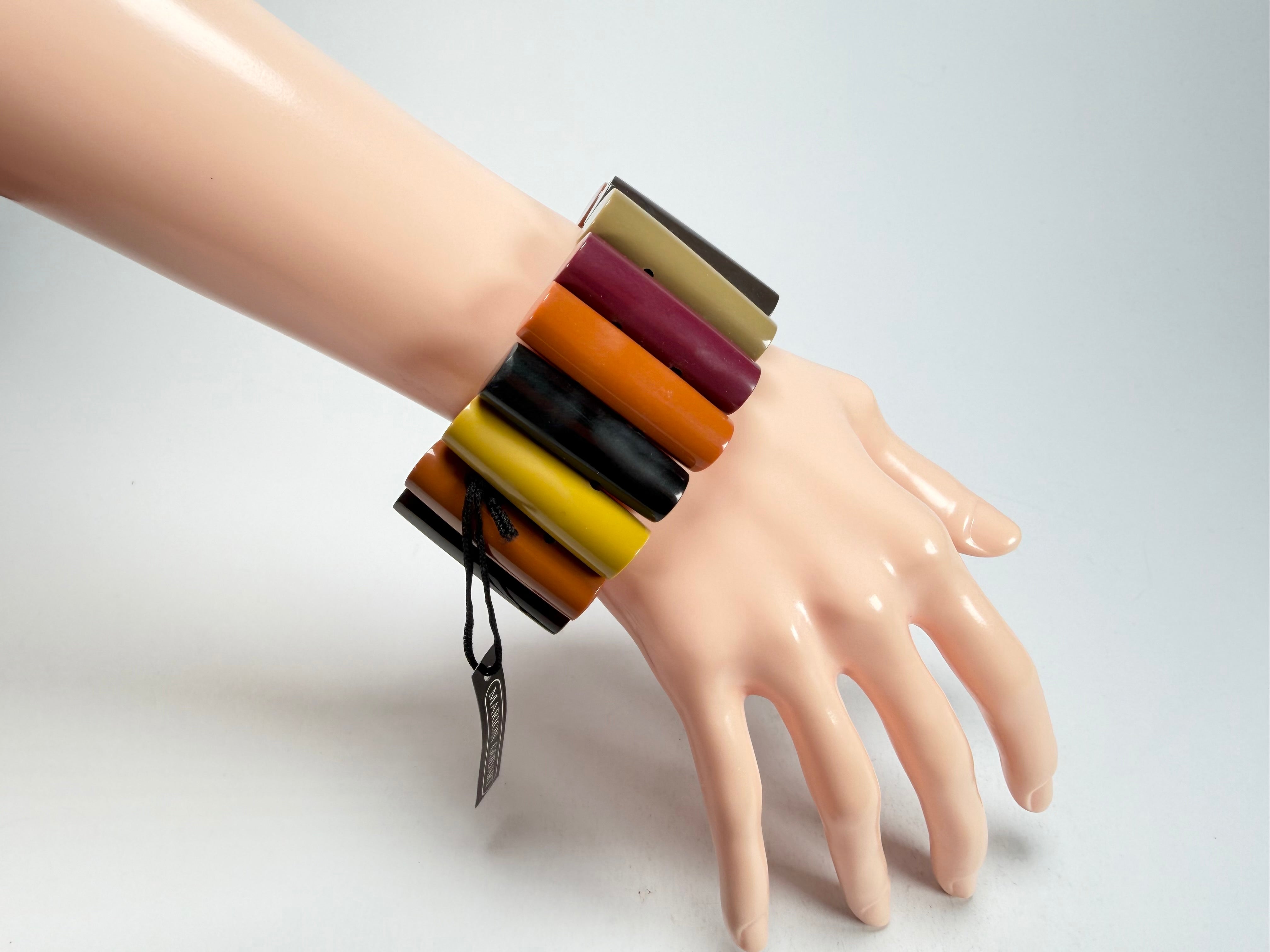 Marion Godart - Natural "Pièces De Crayon" Soft Tone Mix Elasticated Resin Bracelet