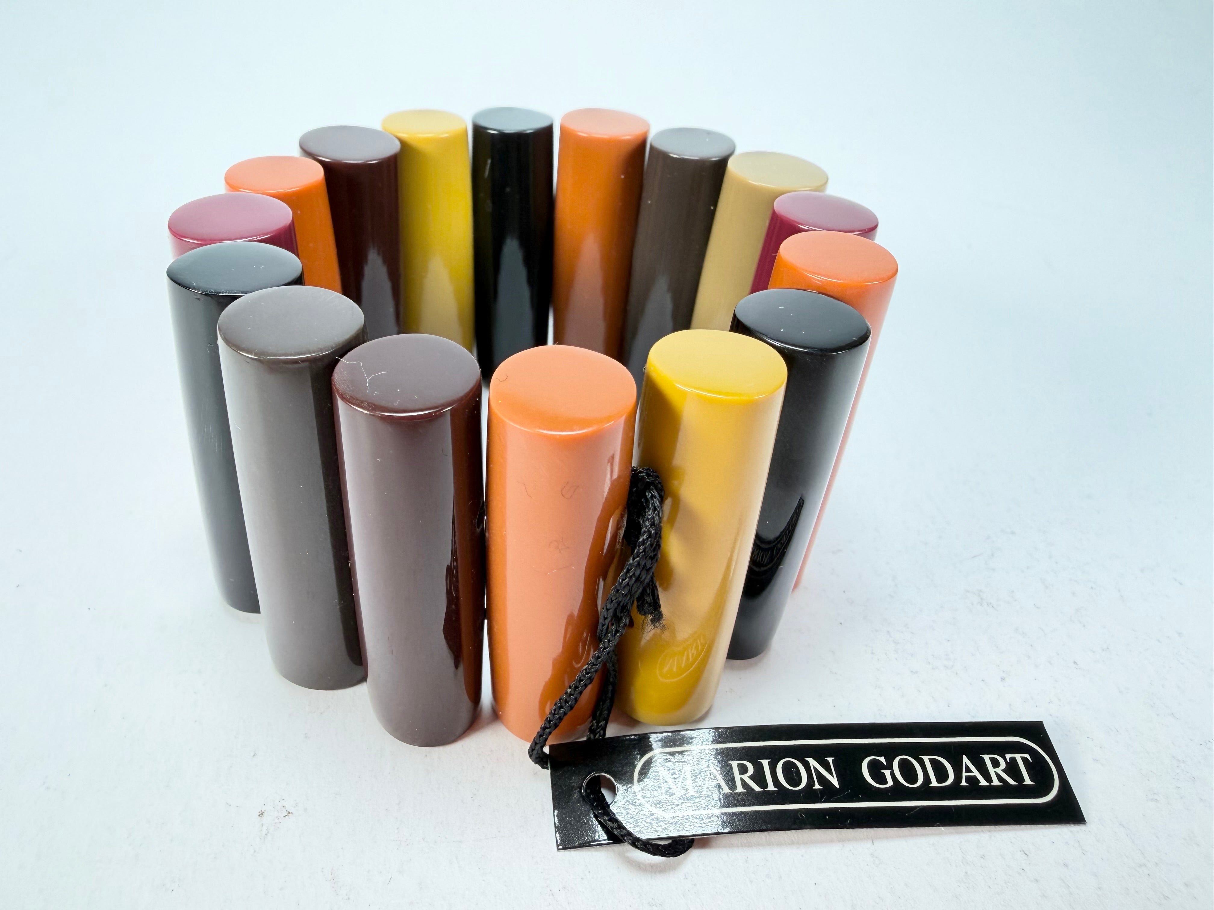 Marion Godart - Natural "Pièces De Crayon" Soft Tone Mix Elasticated Resin Bracelet