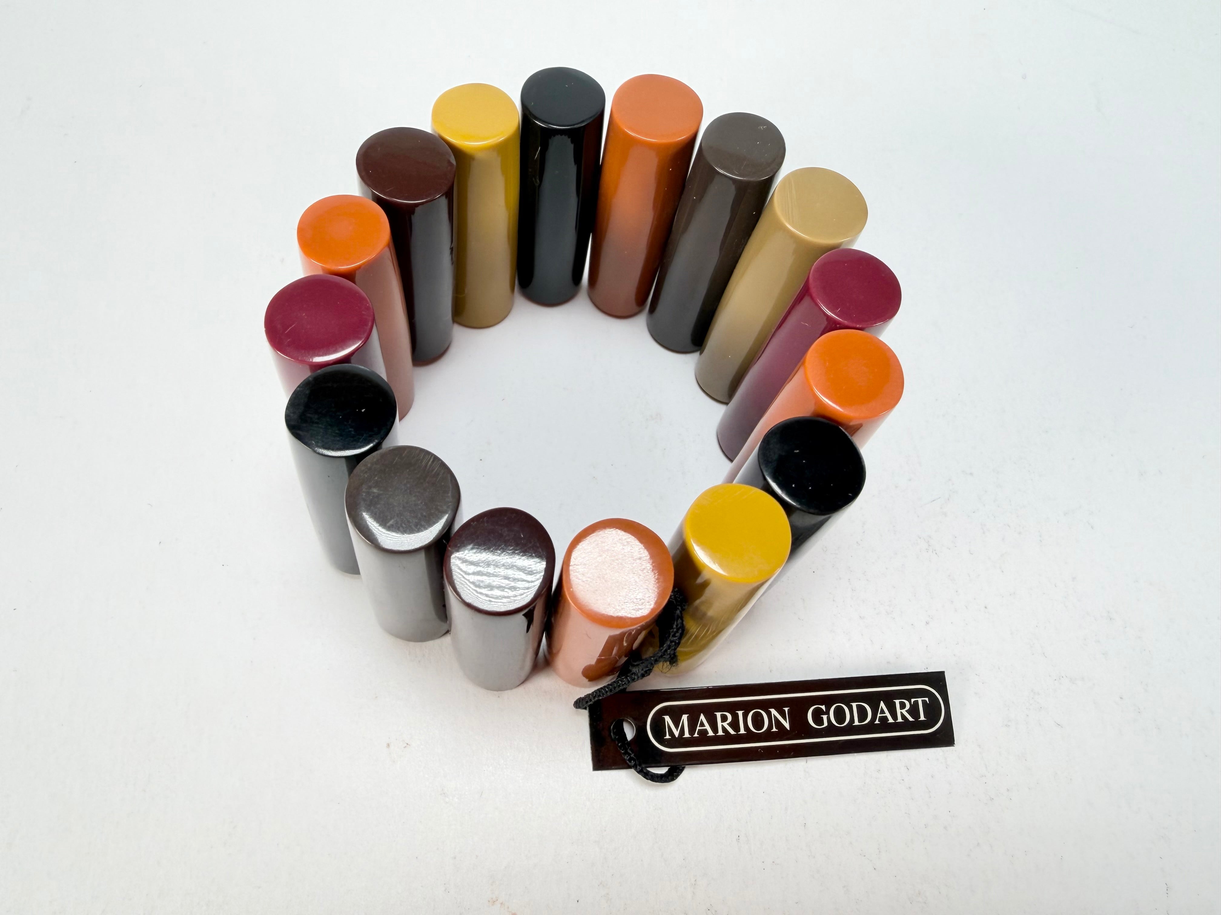 Marion Godart - Natural "Pièces De Crayon" Soft Tone Mix Elasticated Resin Bracelet