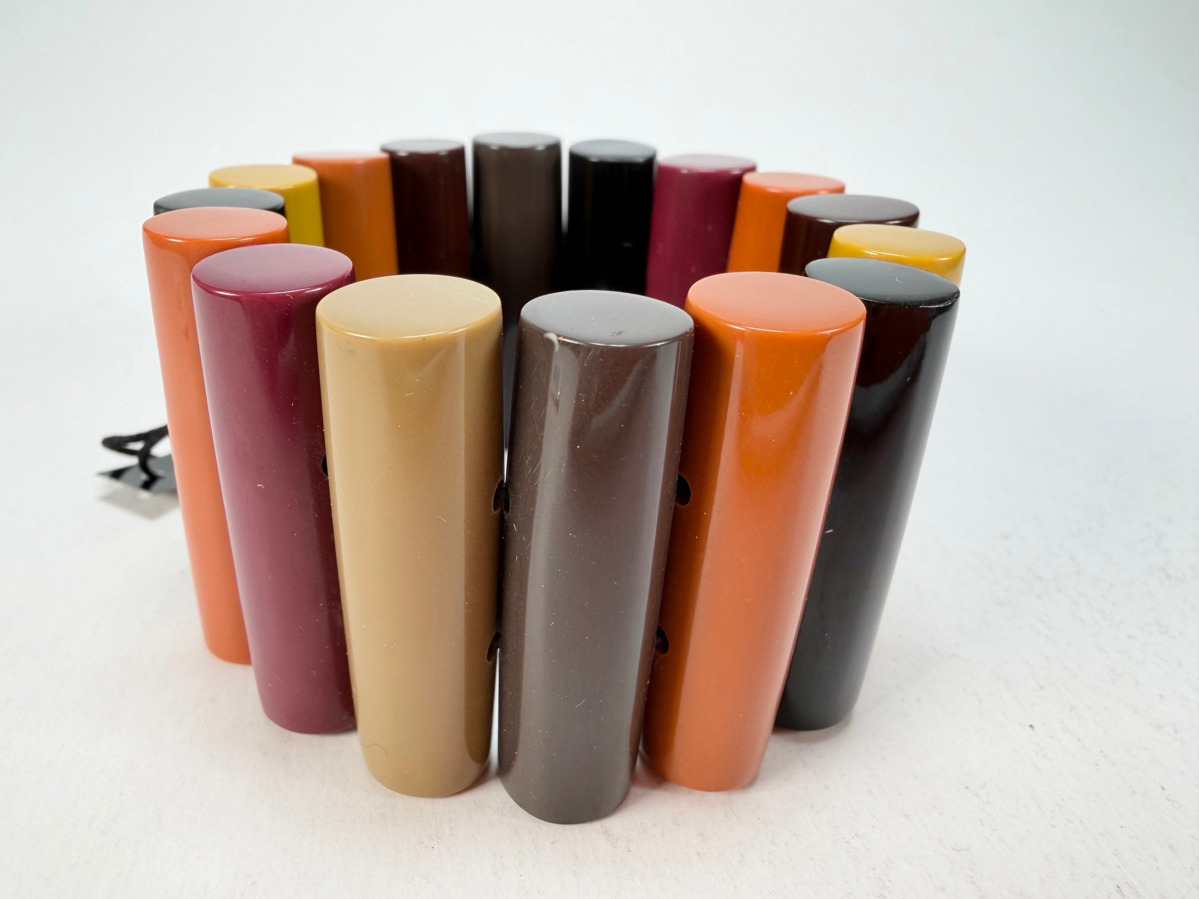 Marion Godart - Natural "Pièces De Crayon" Soft Tone Mix Elasticated Resin Bracelet