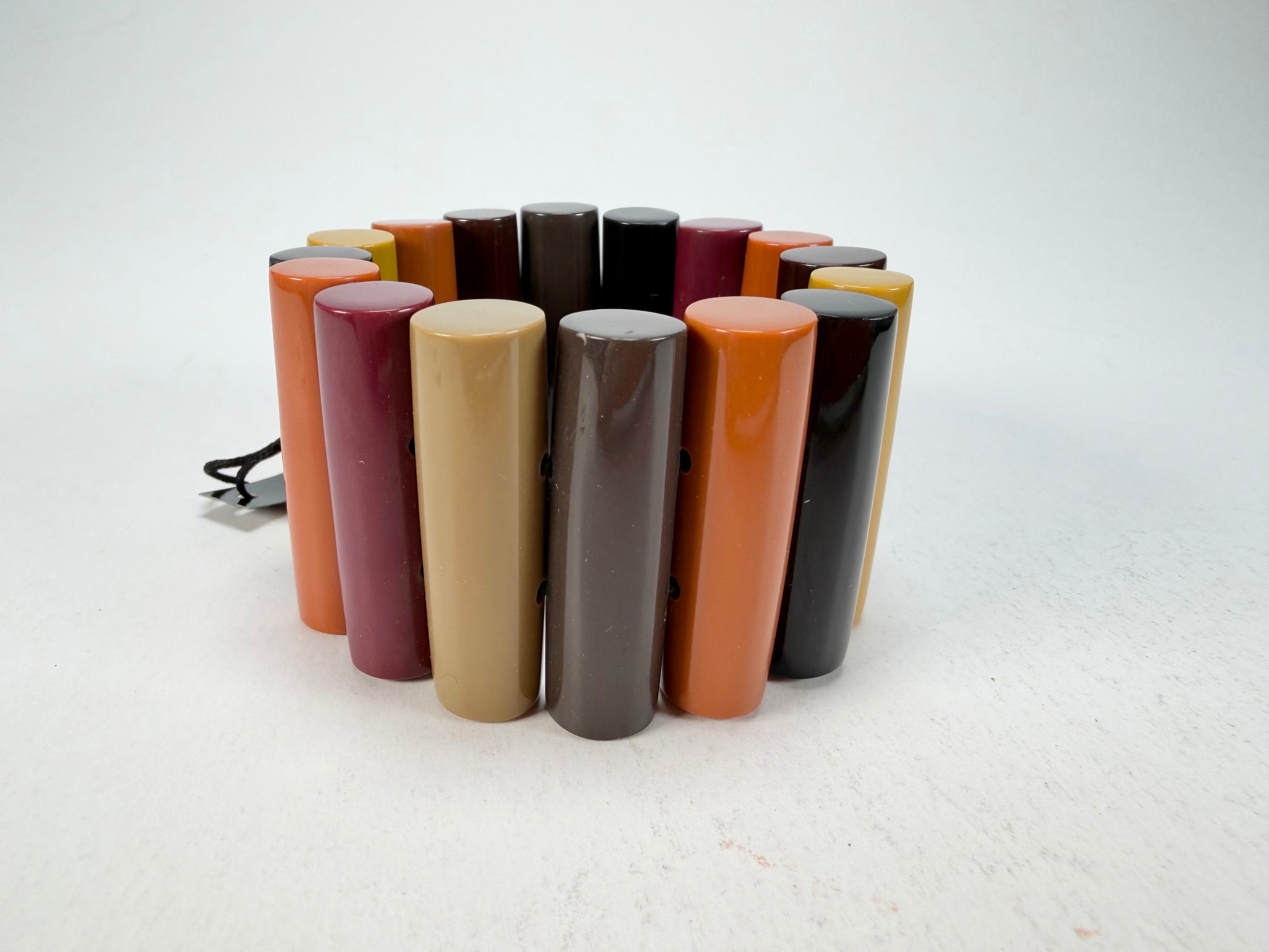 Marion Godart - Natural "Pièces De Crayon" Soft Tone Mix Elasticated Resin Bracelet