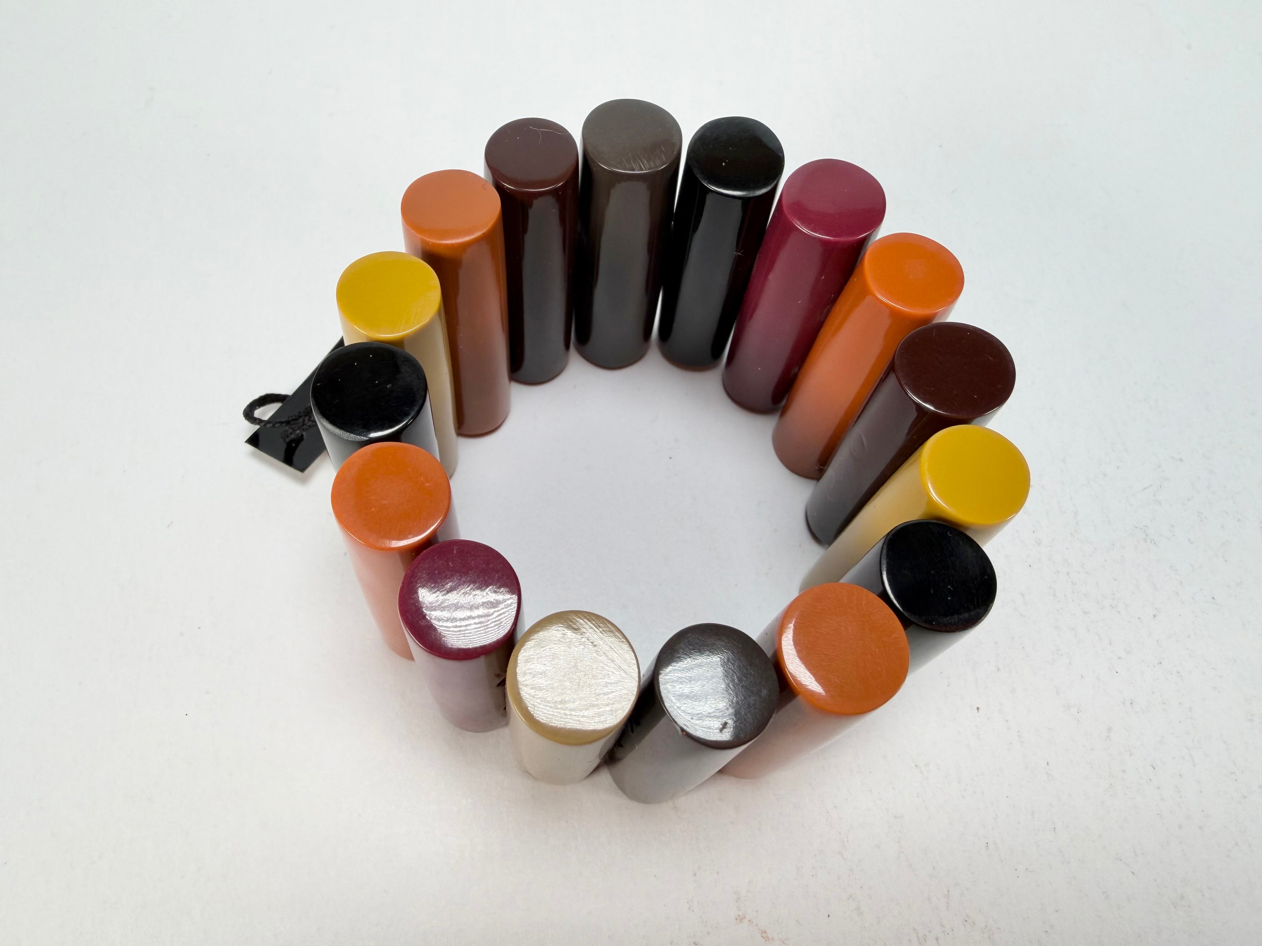 Marion Godart - Natural "Pièces De Crayon" Soft Tone Mix Elasticated Resin Bracelet