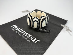 Marion Godart - Monochrome "Oblongues" Black & Cream Elasticated Resin Bracelet