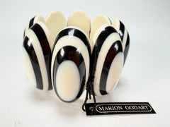 Marion Godart - Monochrome "Oblongues" Black & Cream Elasticated Resin Bracelet