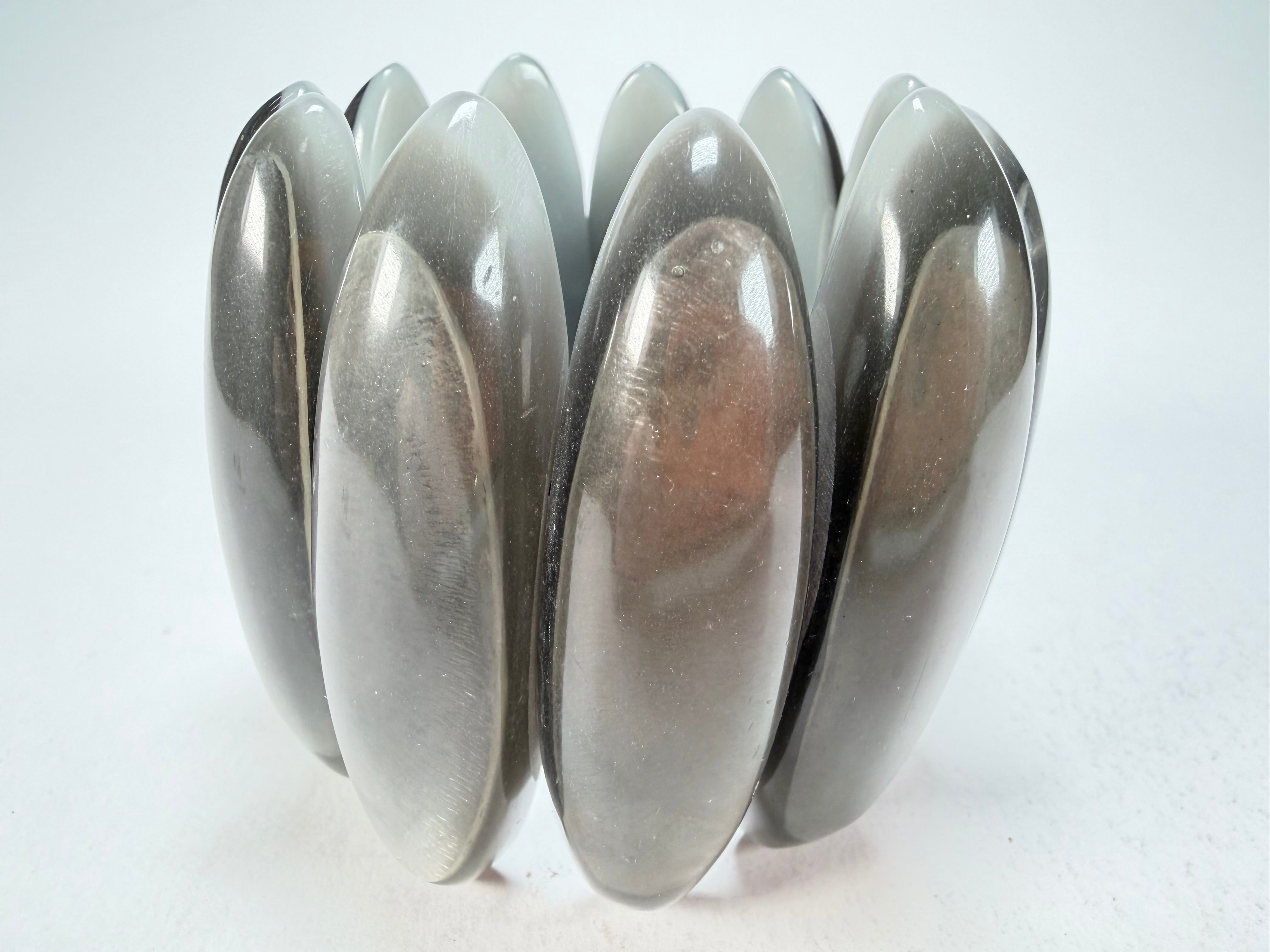 Marion Godart - Natural "Nuances" Grey Tones Elasticated Resin Bracelet