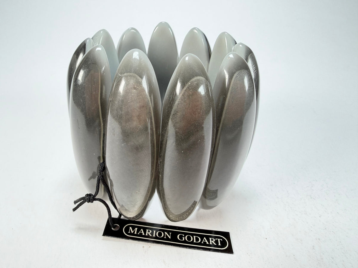 Marion Godart - Natural "Nuances" Grey Tones Elasticated Resin Bracelet