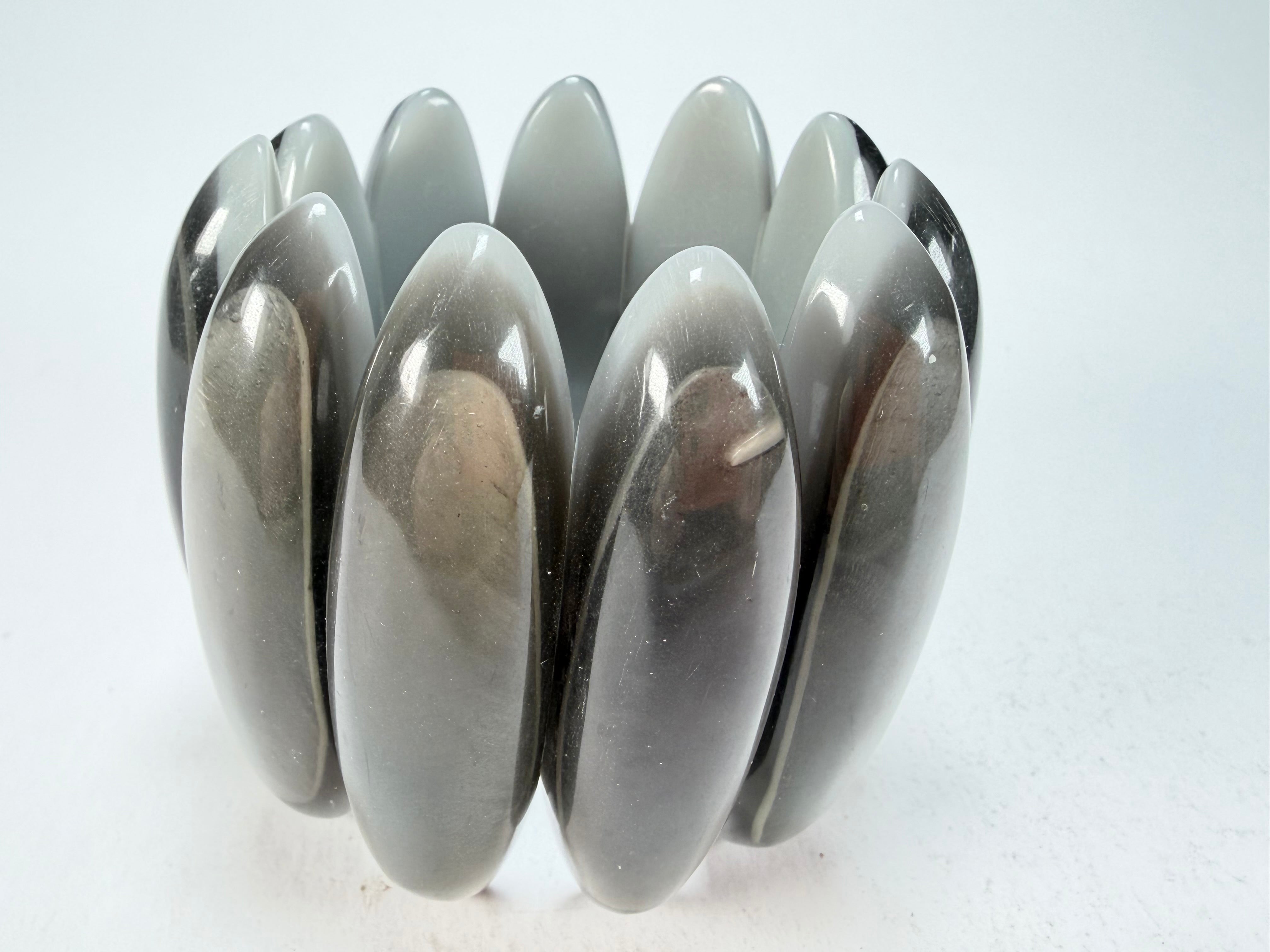 Marion Godart - Natural "Nuances" Grey Tones Elasticated Resin Bracelet
