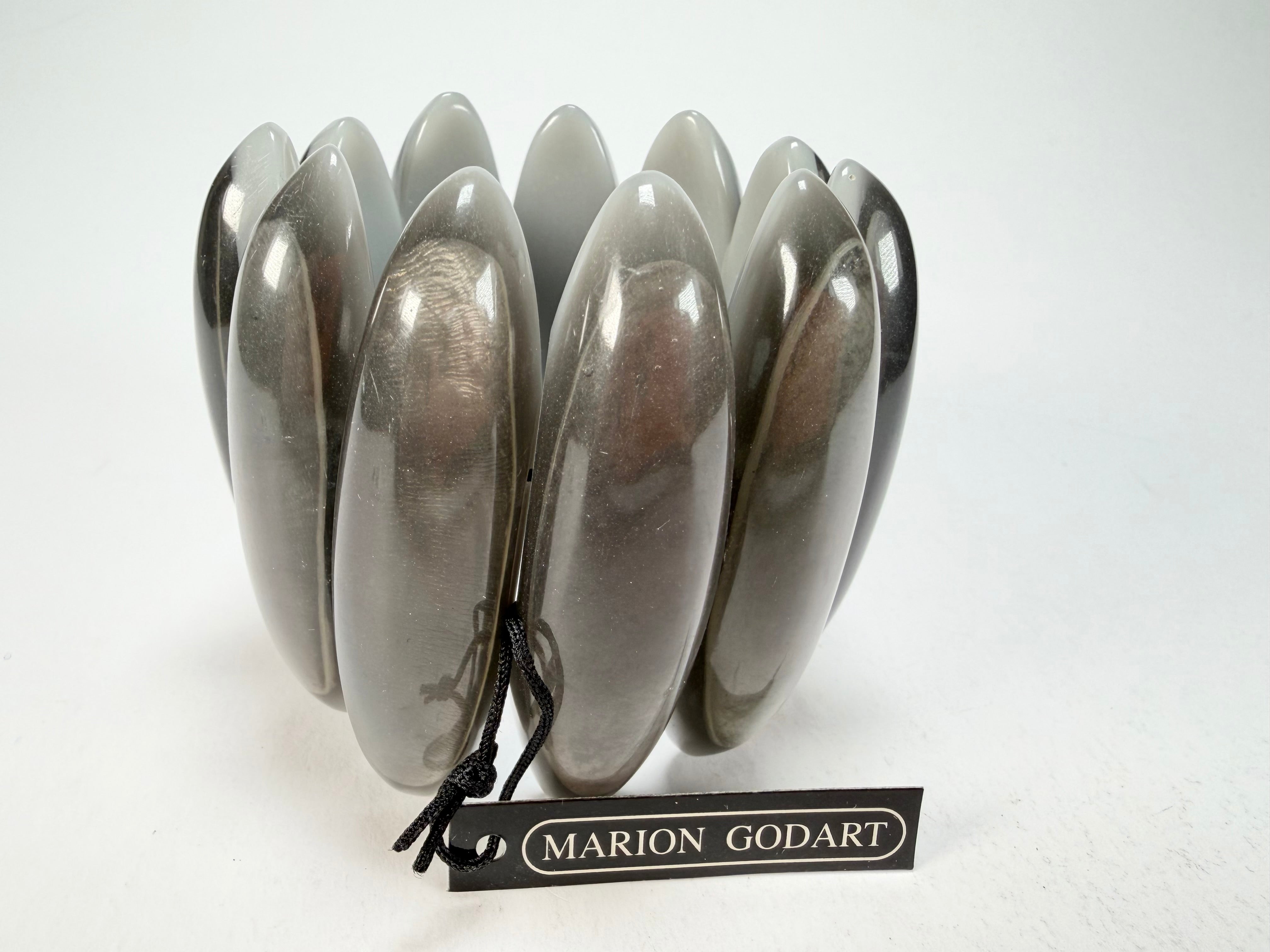 Marion Godart - Natural "Nuances" Grey Tones Elasticated Resin Bracelet