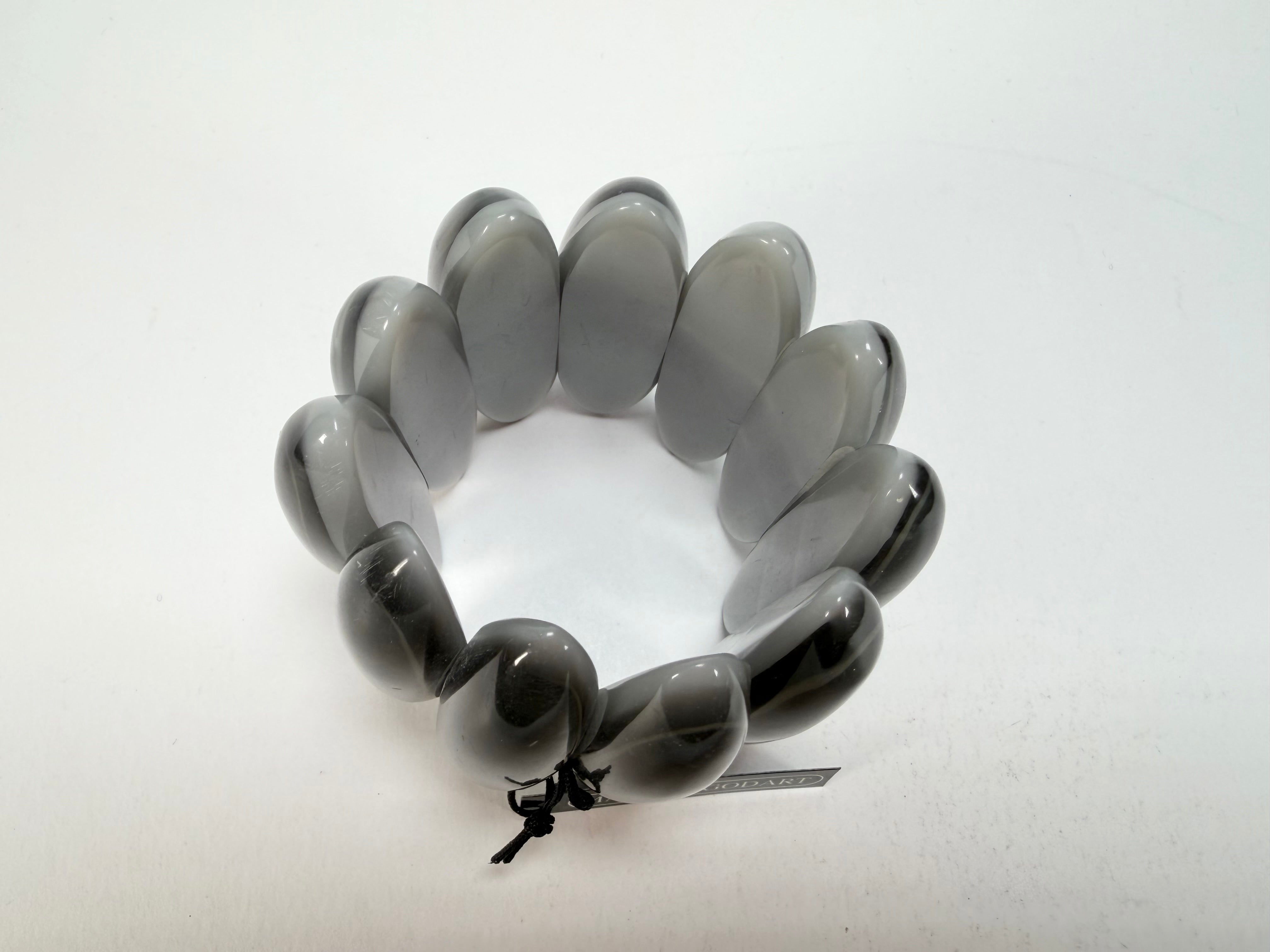 Marion Godart - Natural "Nuances" Grey Tones Elasticated Resin Bracelet