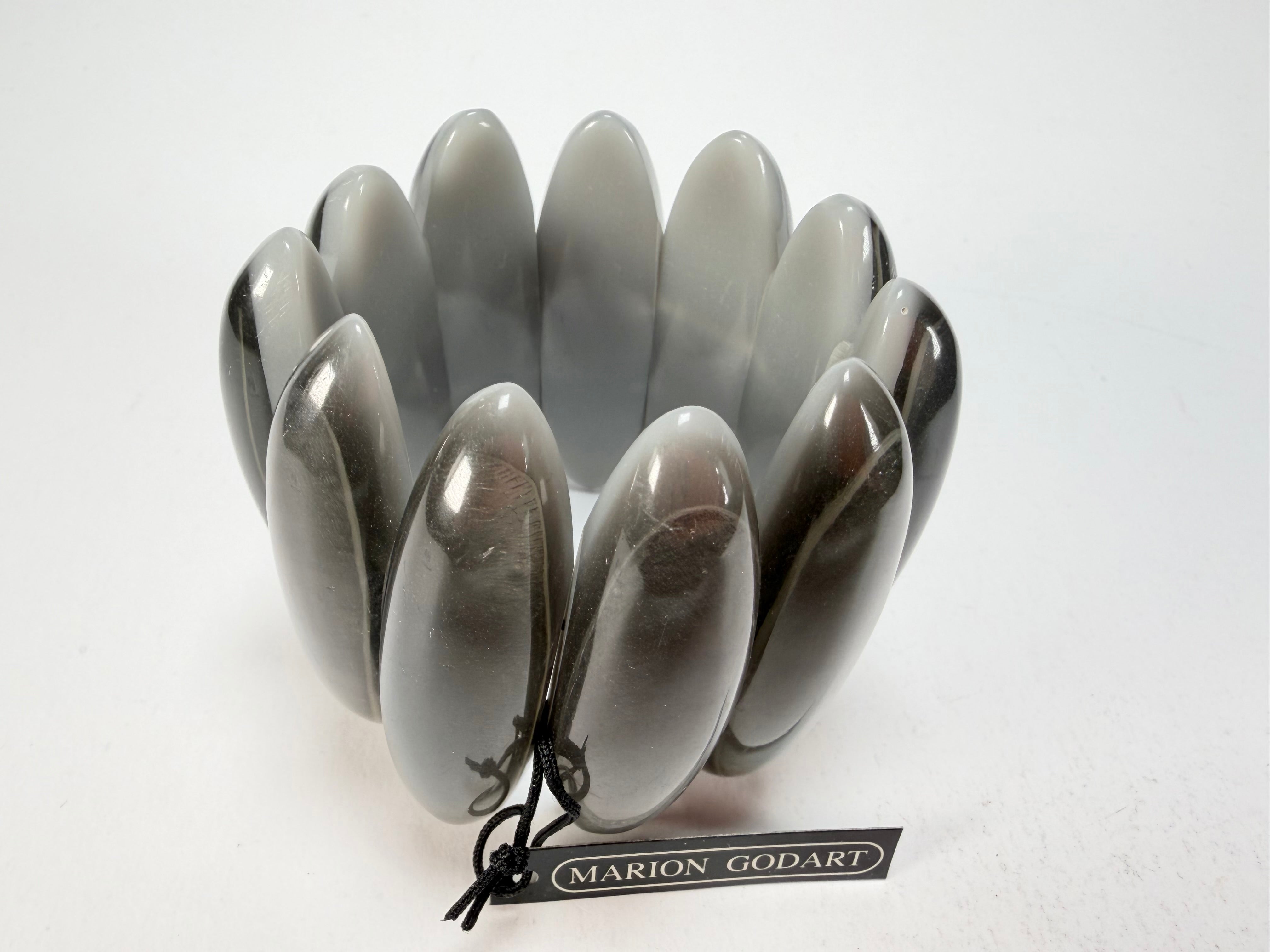 Marion Godart - Natural "Nuances" Grey Tones Elasticated Resin Bracelet