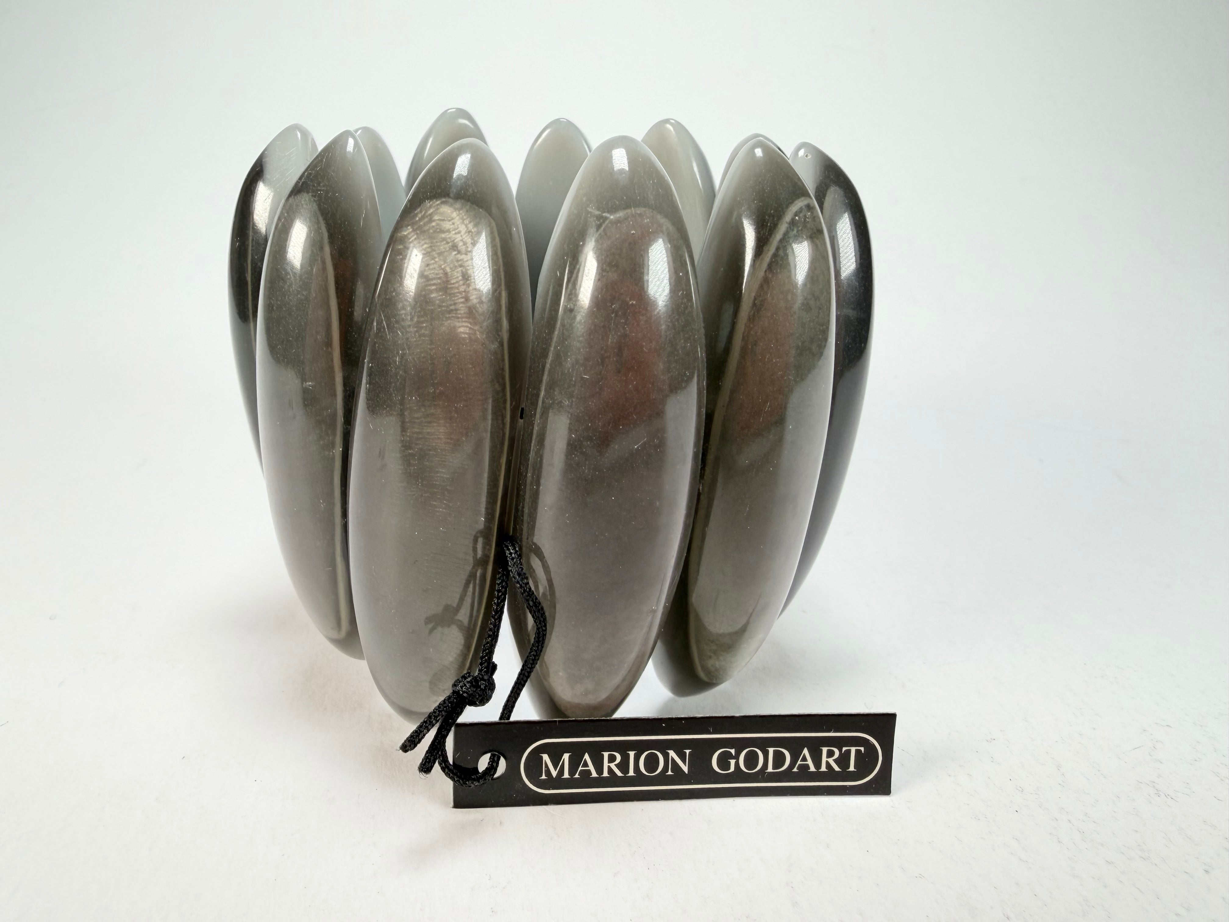 Marion Godart - Natural "Nuances" Grey Tones Elasticated Resin Bracelet