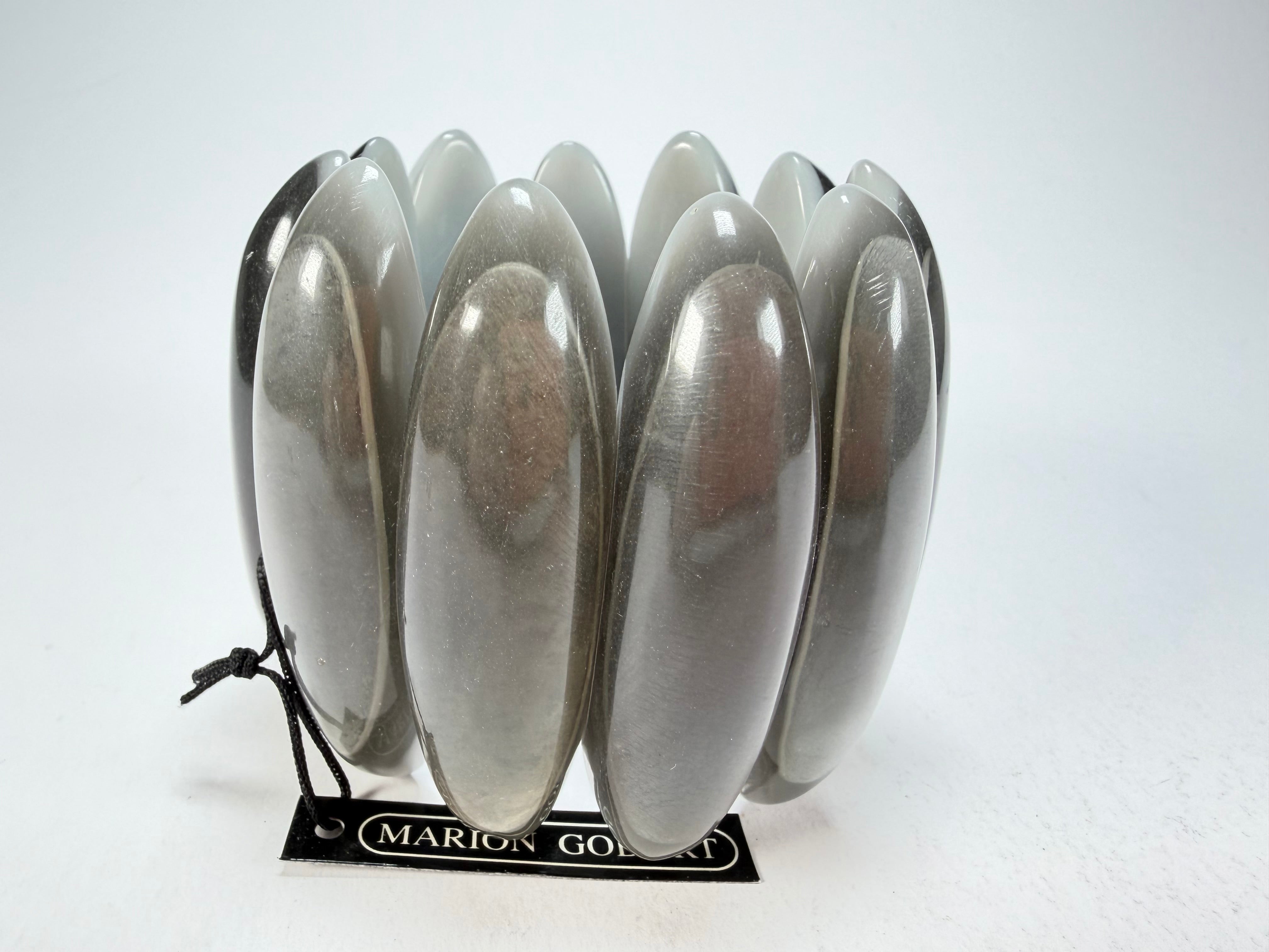 Marion Godart - Natural "Nuances" Grey Tones Elasticated Resin Bracelet