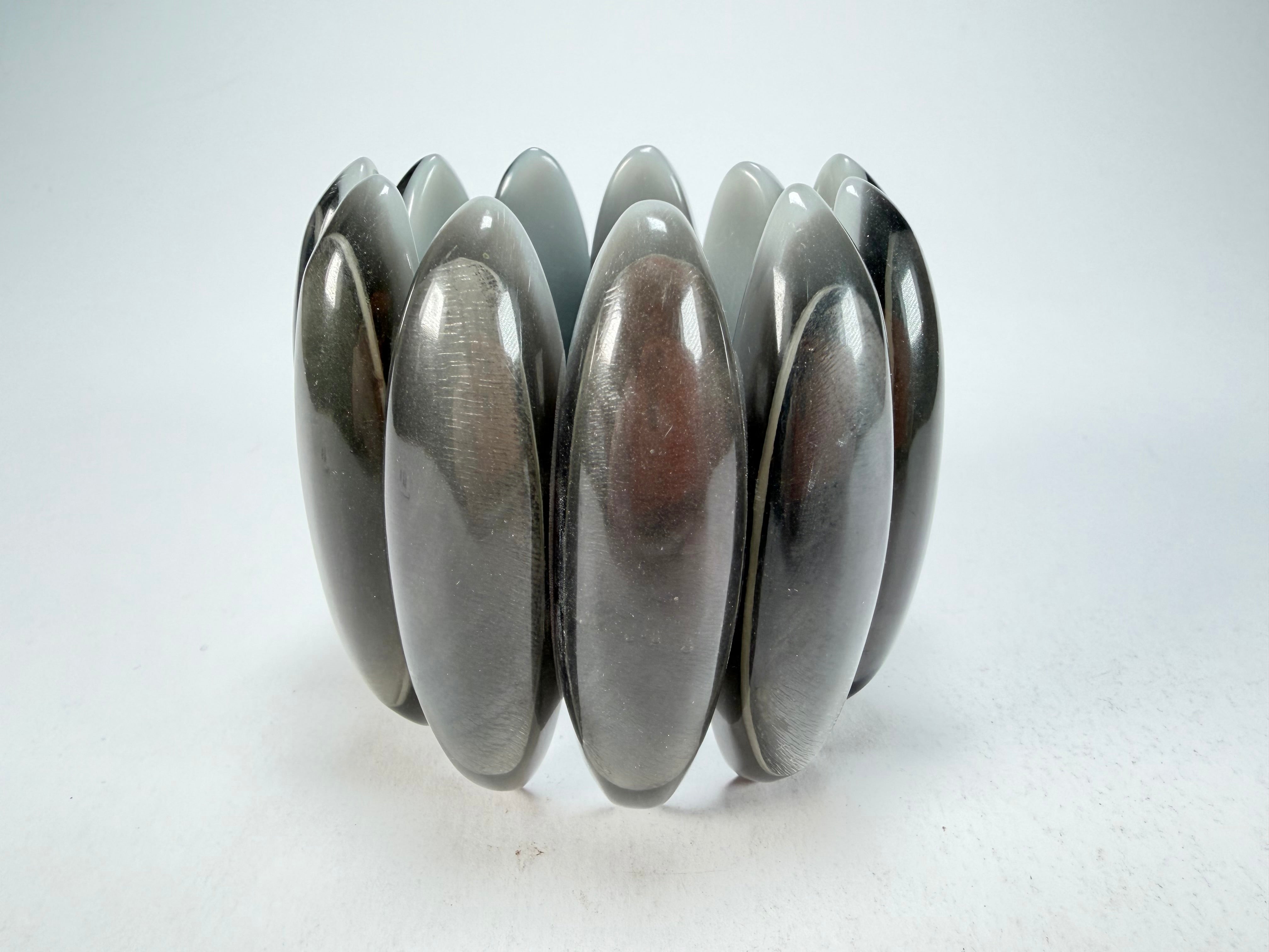 Marion Godart - Natural "Nuances" Grey Tones Elasticated Resin Bracelet