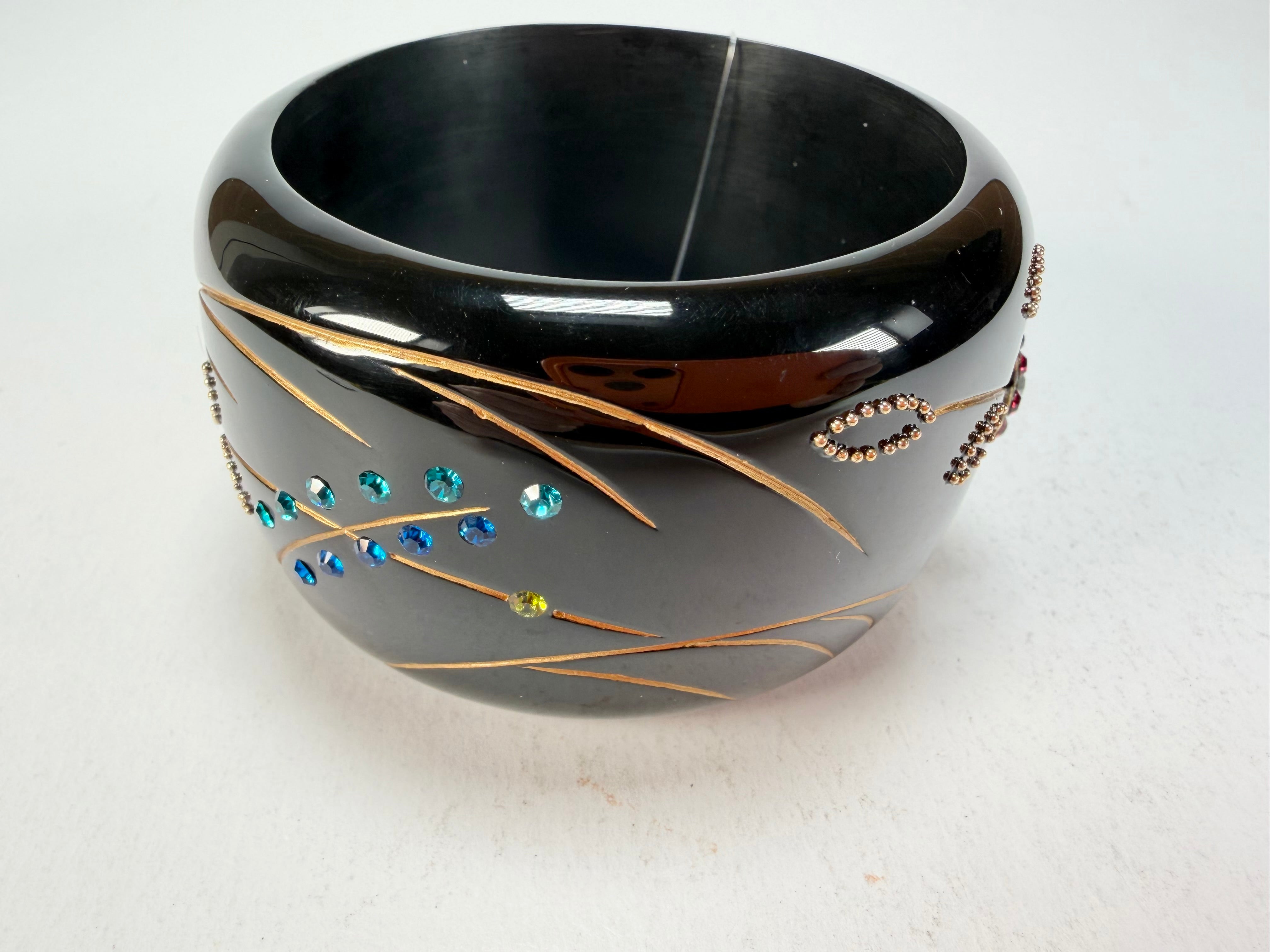 Marion Godart - Natural "Joyaux De La Nature" Black Solid Round 5cm Bangle