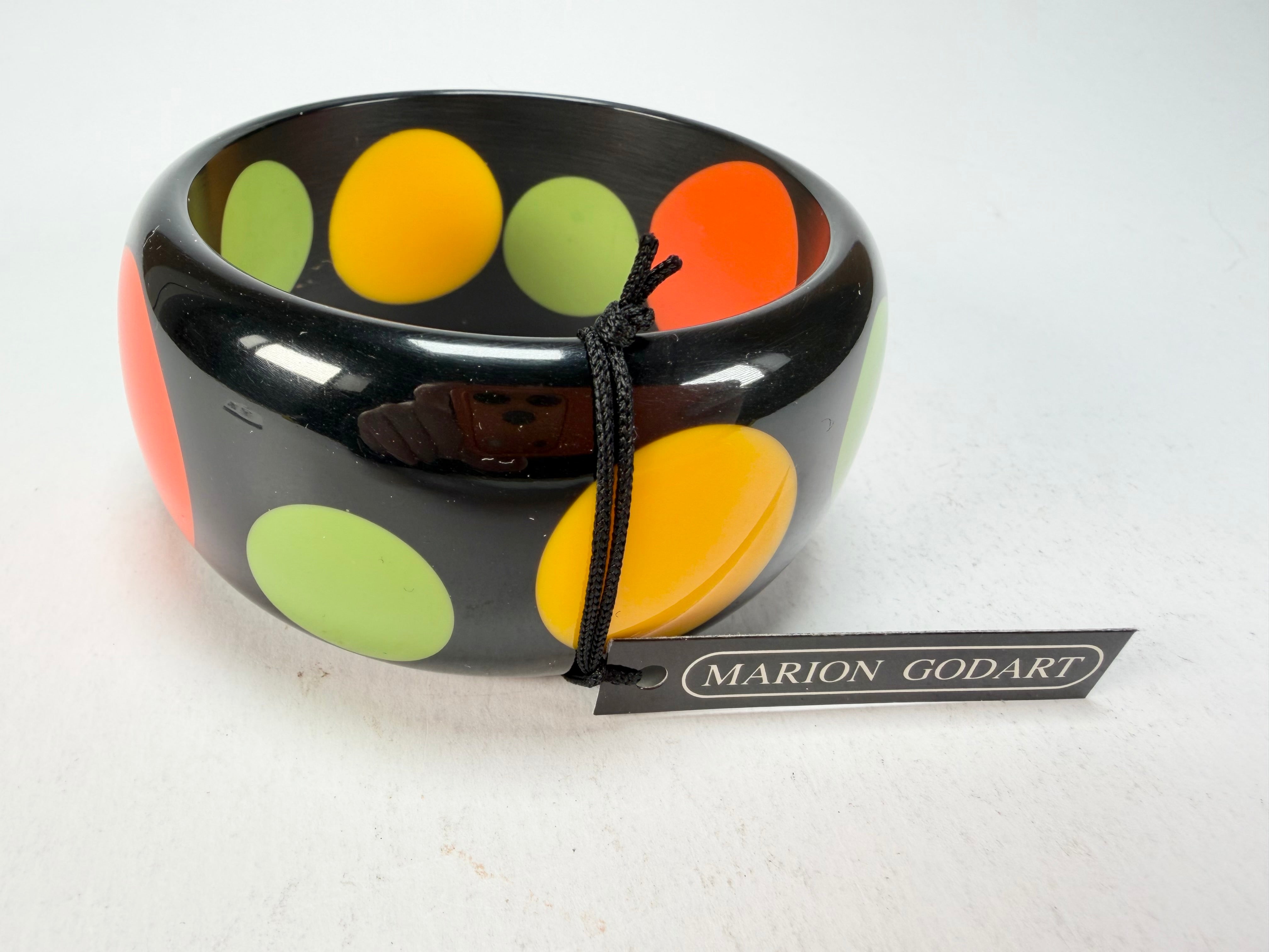 Marion Godart - BSX "Motif à Pois" Black & Mix Colours Solid Round 3.4cm Bangle